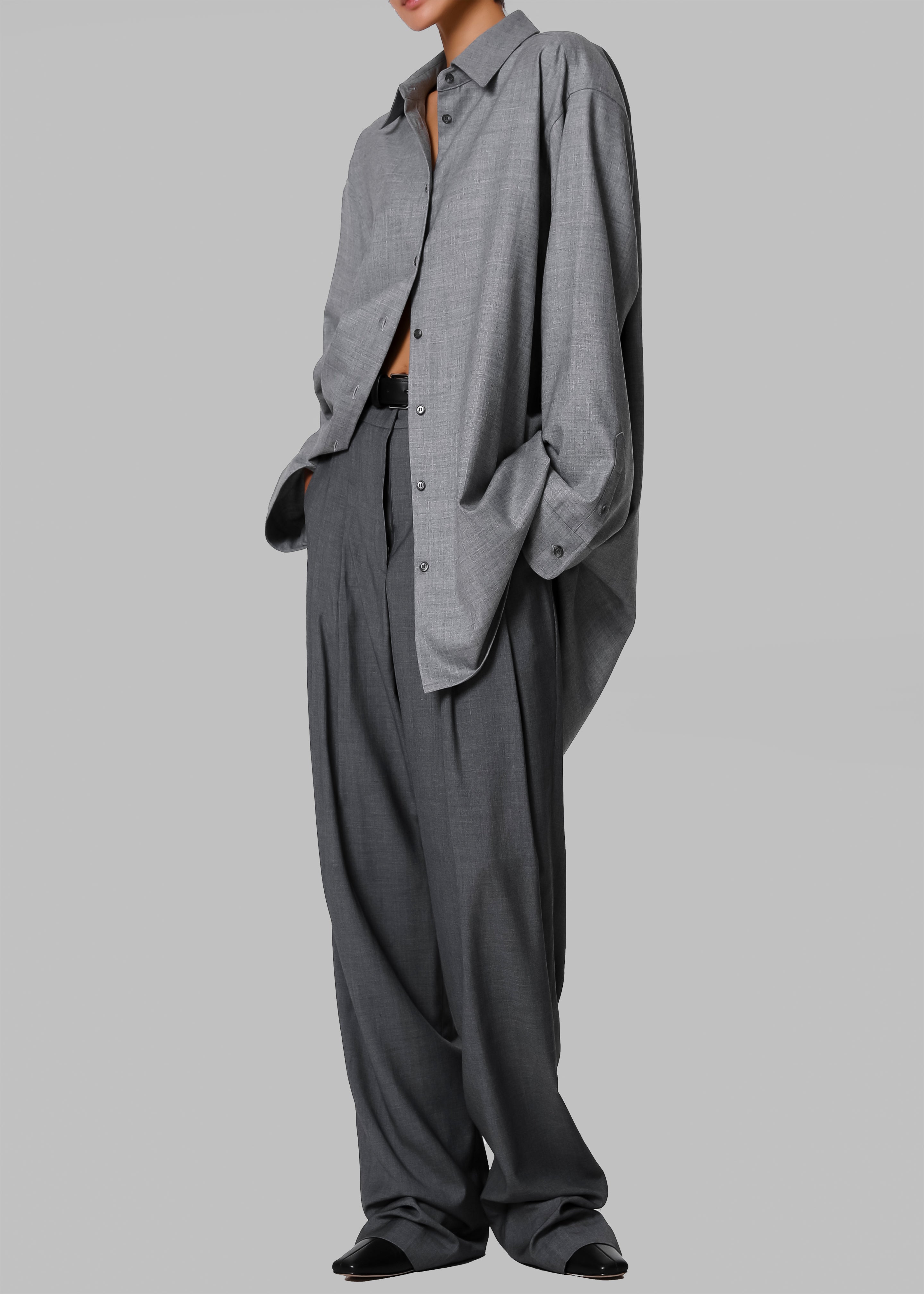 Gelso Pleated Trousers - Dark Grey Melange - 38