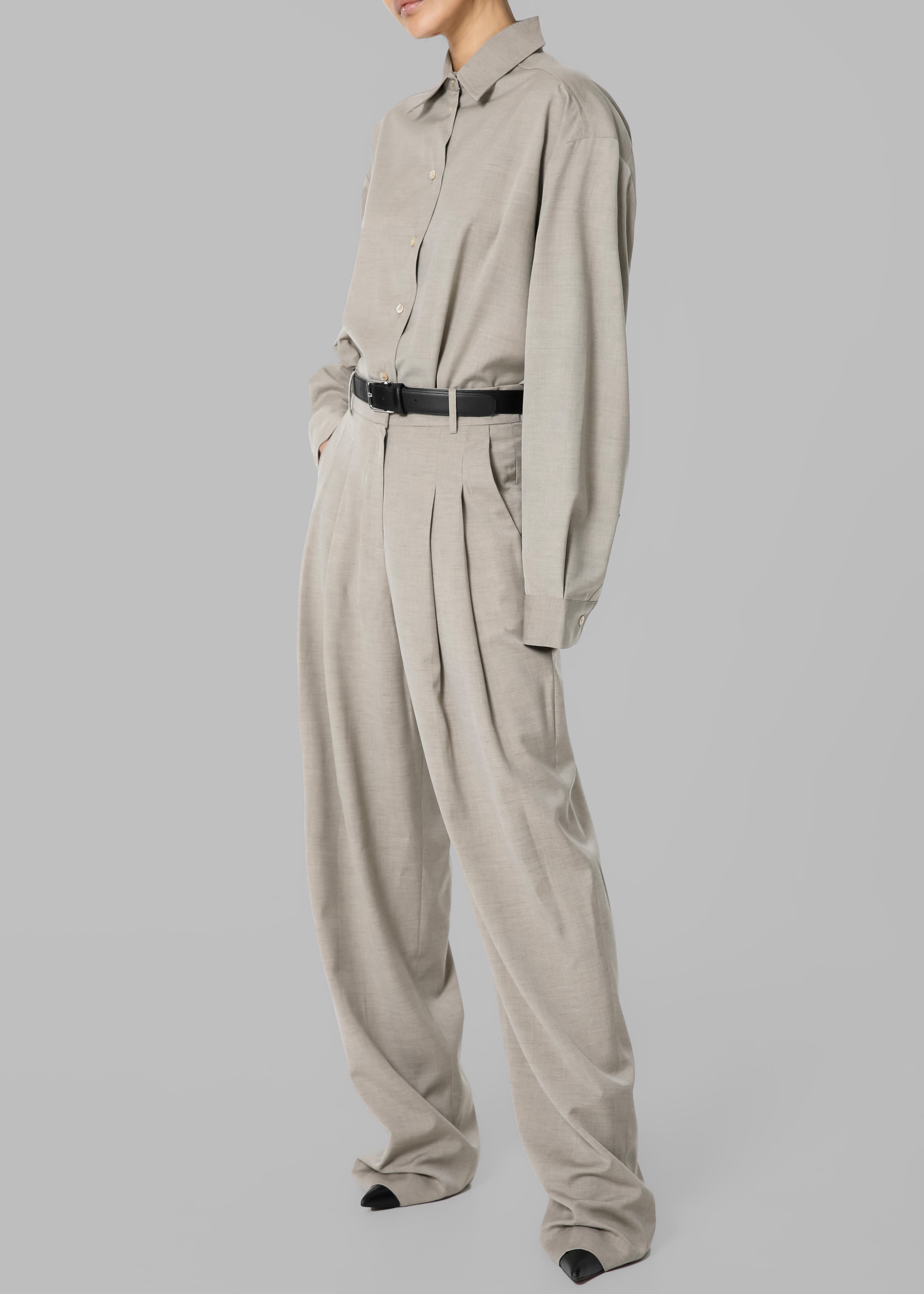 Gelso Pleated Trousers - Light Taupe Melange - 23
