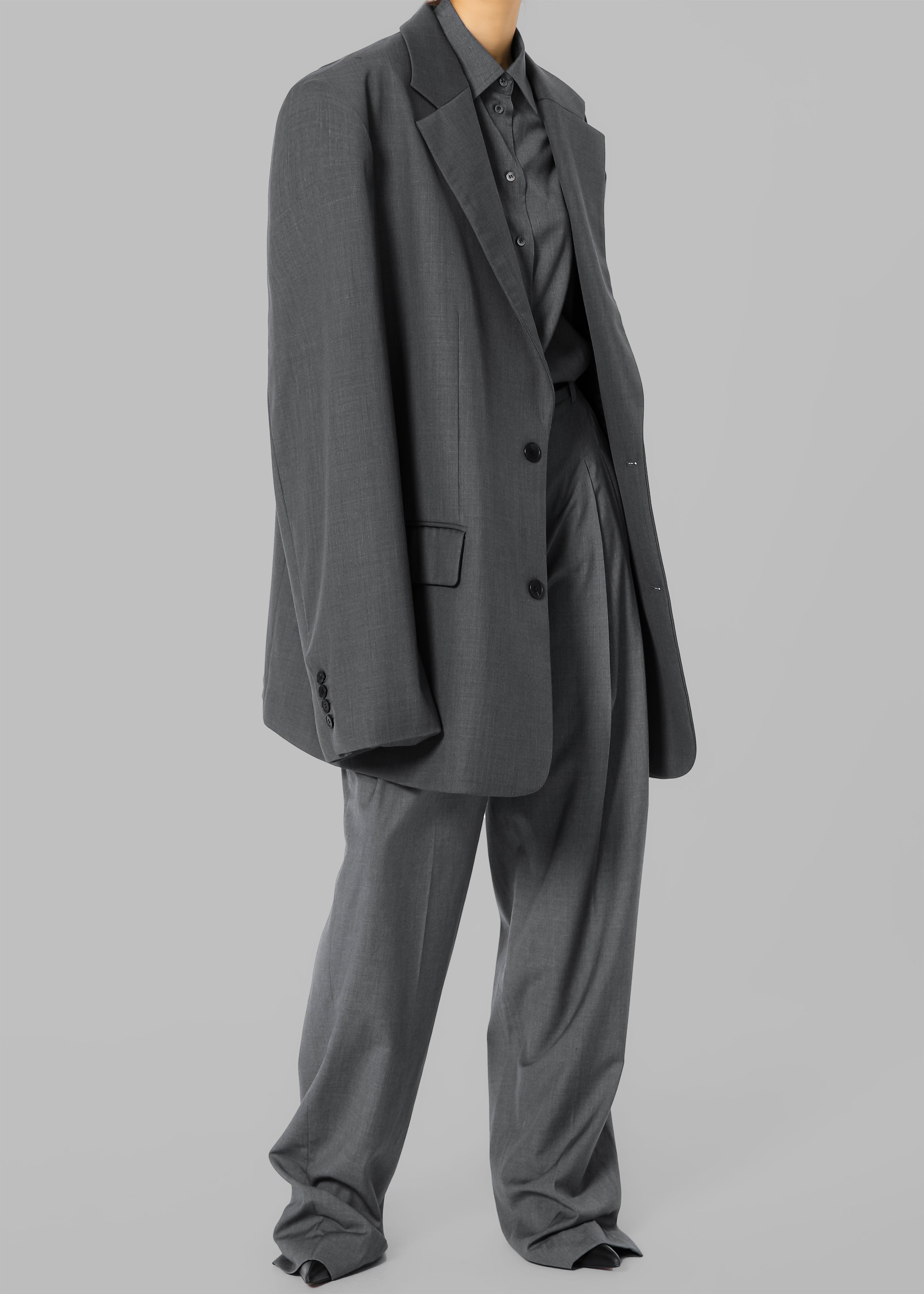 Gelso Pleated Trousers - Dark Grey Melange - 50