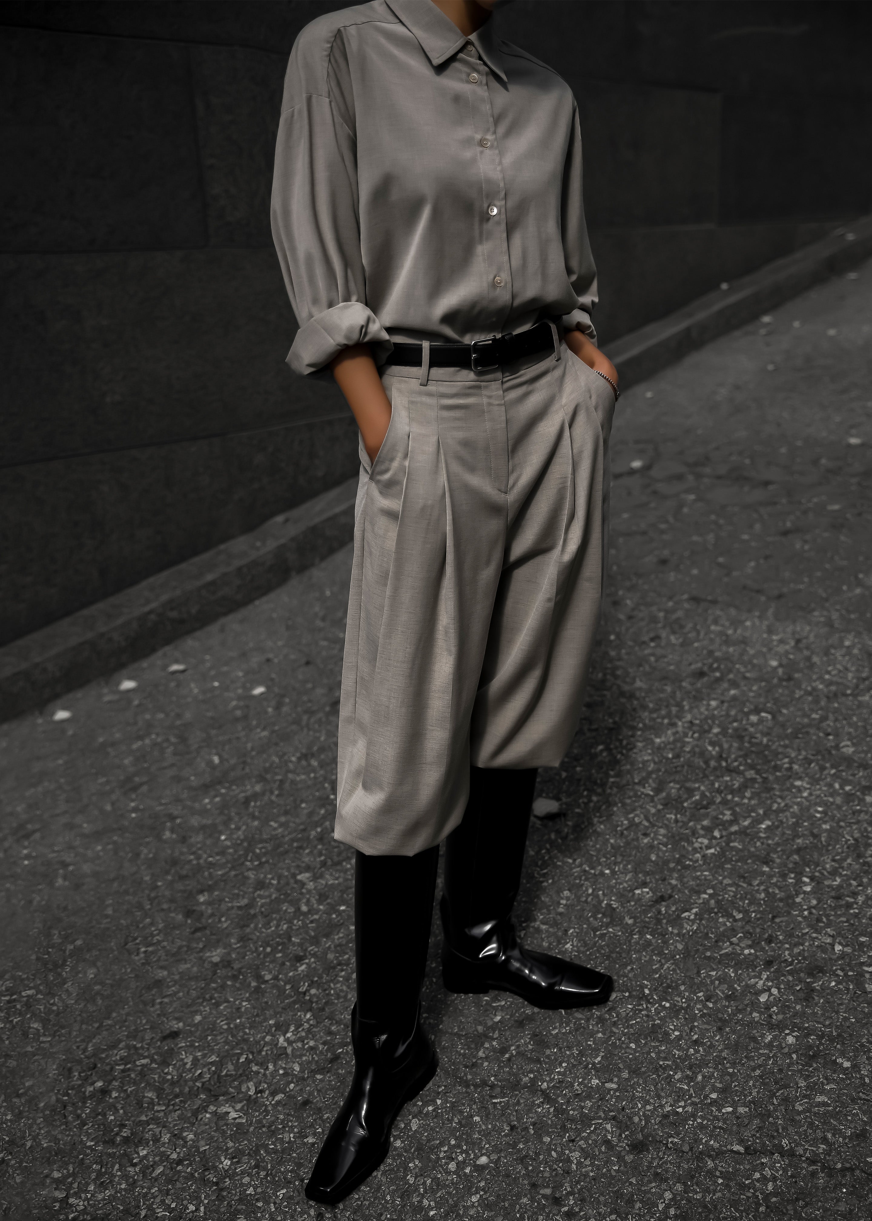 Gelso Shirt - Light Taupe Melange - 4