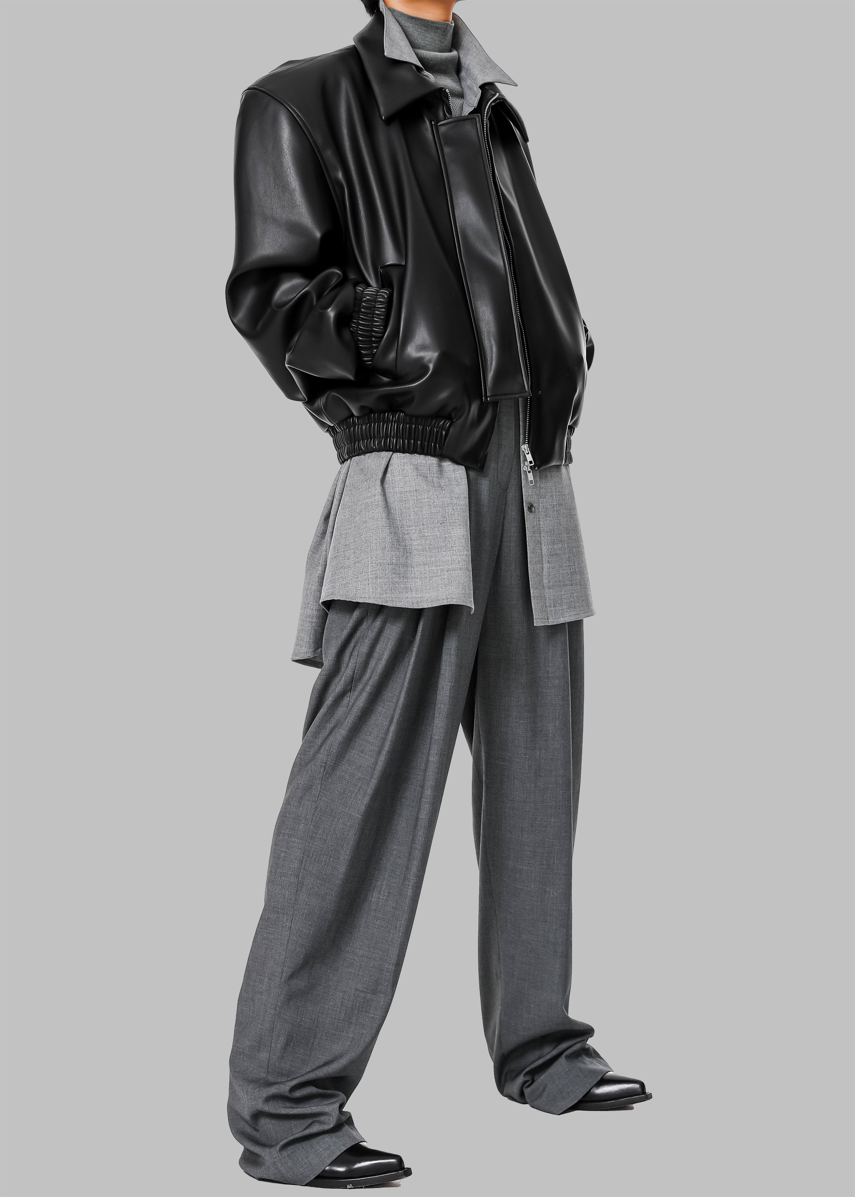 Gelso Pleated Trousers - Dark Grey Melange - 25
