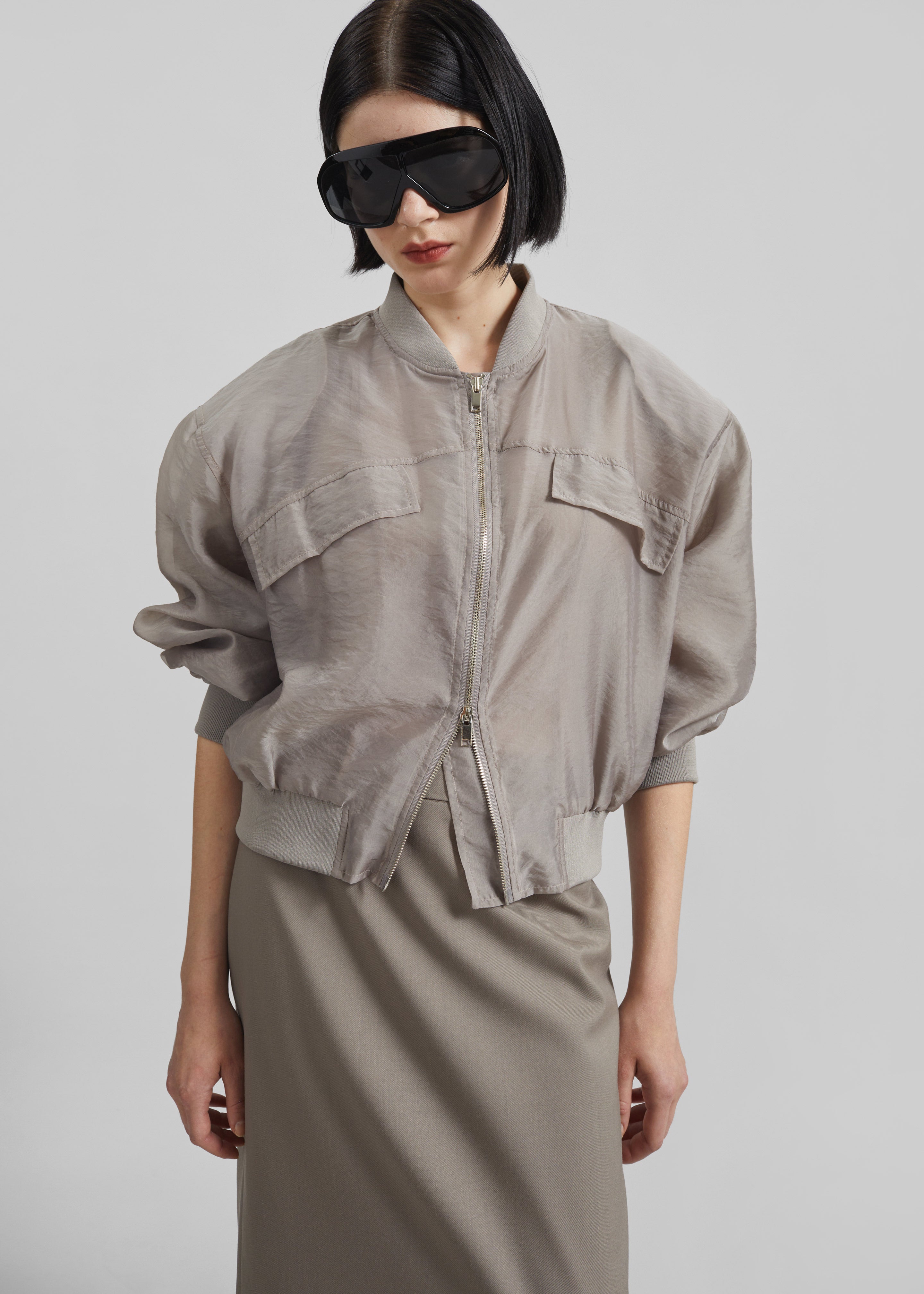 Gemena Padded Bomber Jacket - Taupe – The Frankie Shop