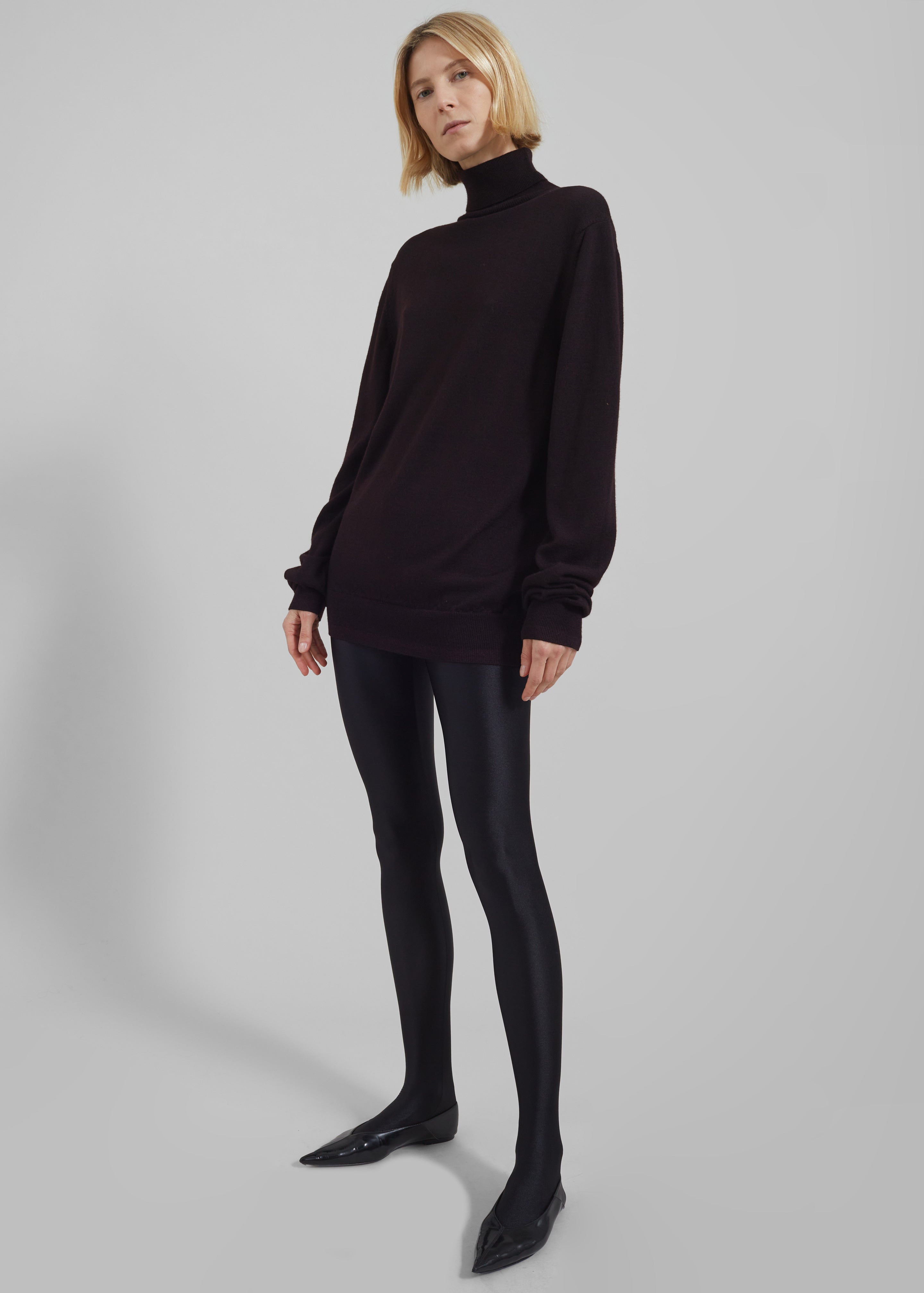 Eve Thin Turtleneck Sweater - Dark Plum - 2