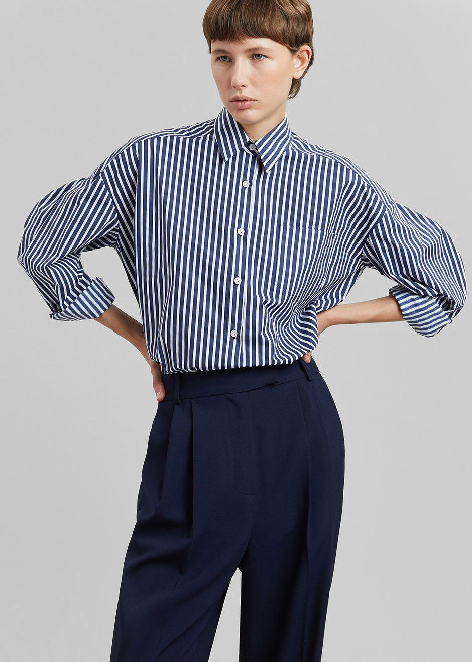 Melody Cotton Shirt - Navy Stripe - 4
