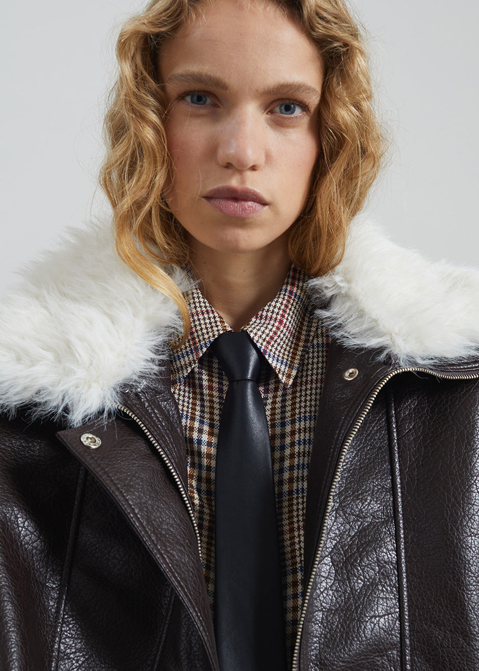 Rune Faux Leather Tie - Black