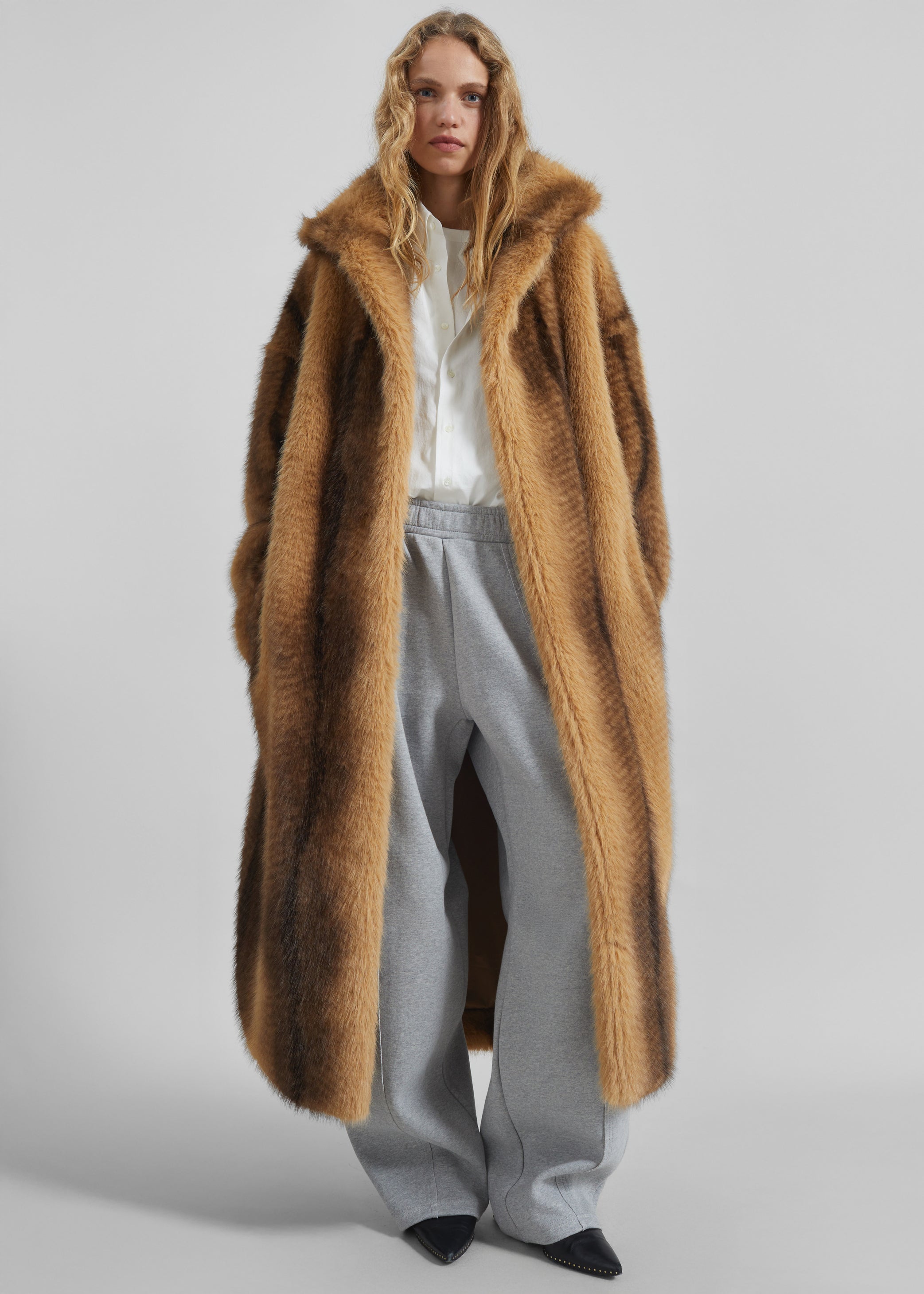 Shop the look image for Ravello Faux Fur Robe Coat - Beige/Brown