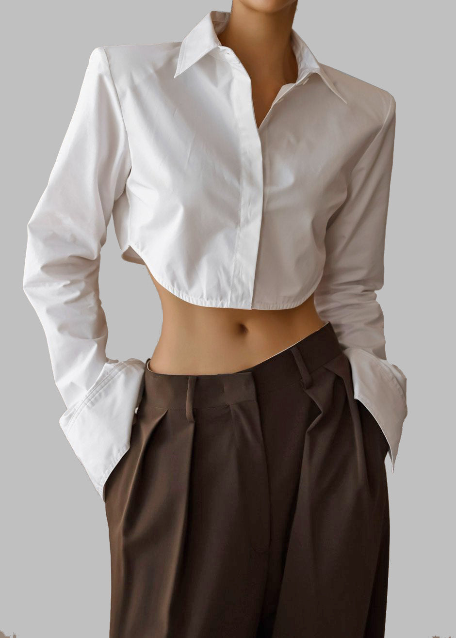 Uma Cropped Shirt - White - 1