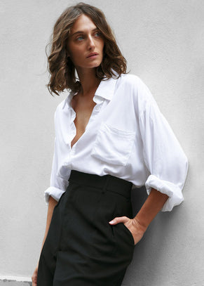 Hanna Silky Oversized Blouse - White