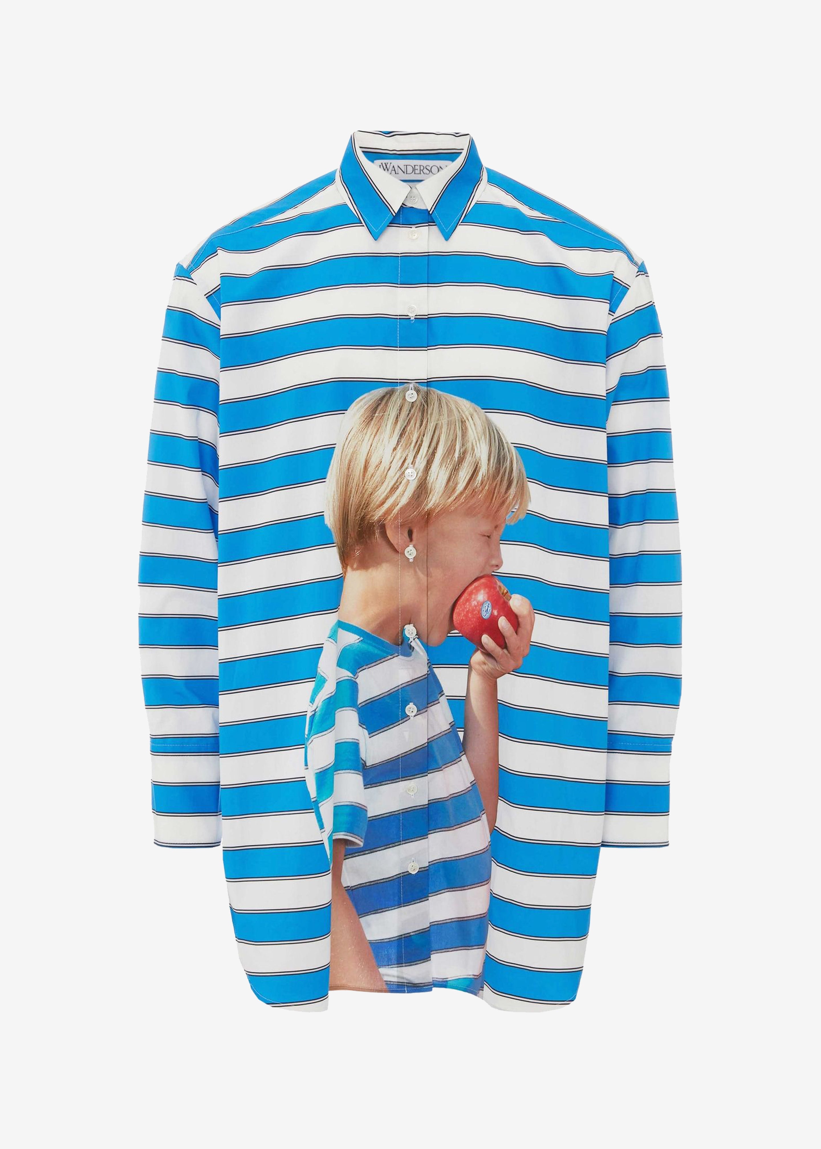 JW Anderson Boy with Apple Oversized Shirt - Blue/White - 5
