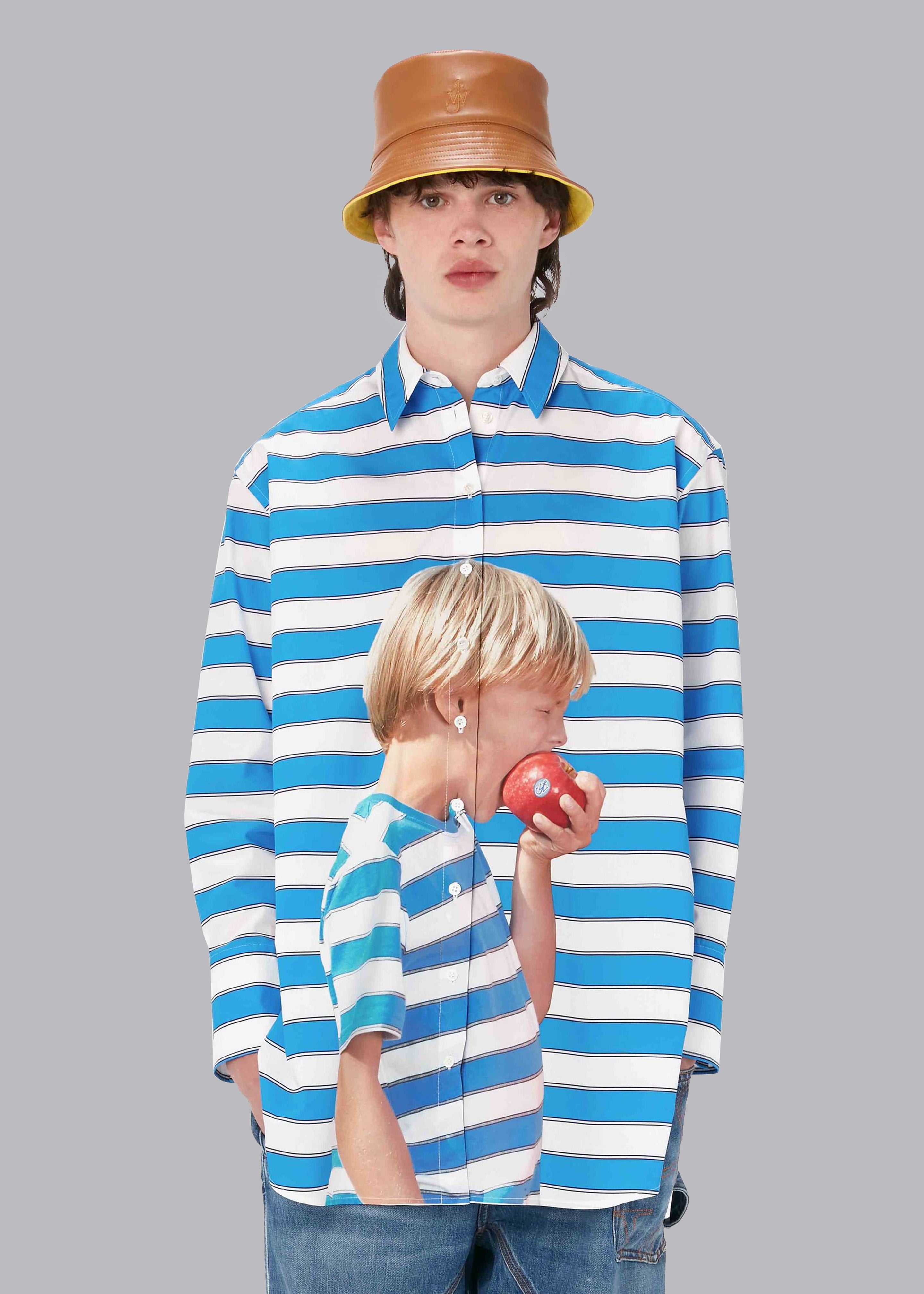 JW Anderson Boy with Apple Oversized Shirt - Blue/White - 1
