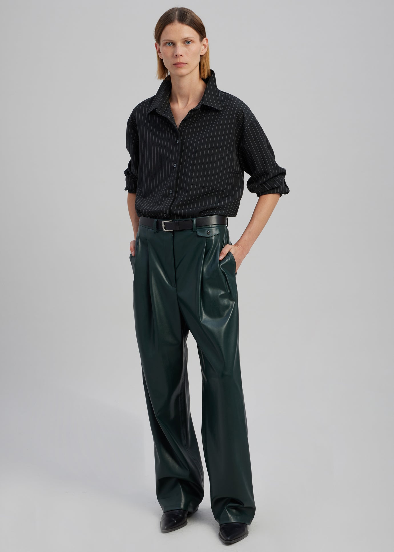 Pernille Faux Leather Pants - Bottle Green