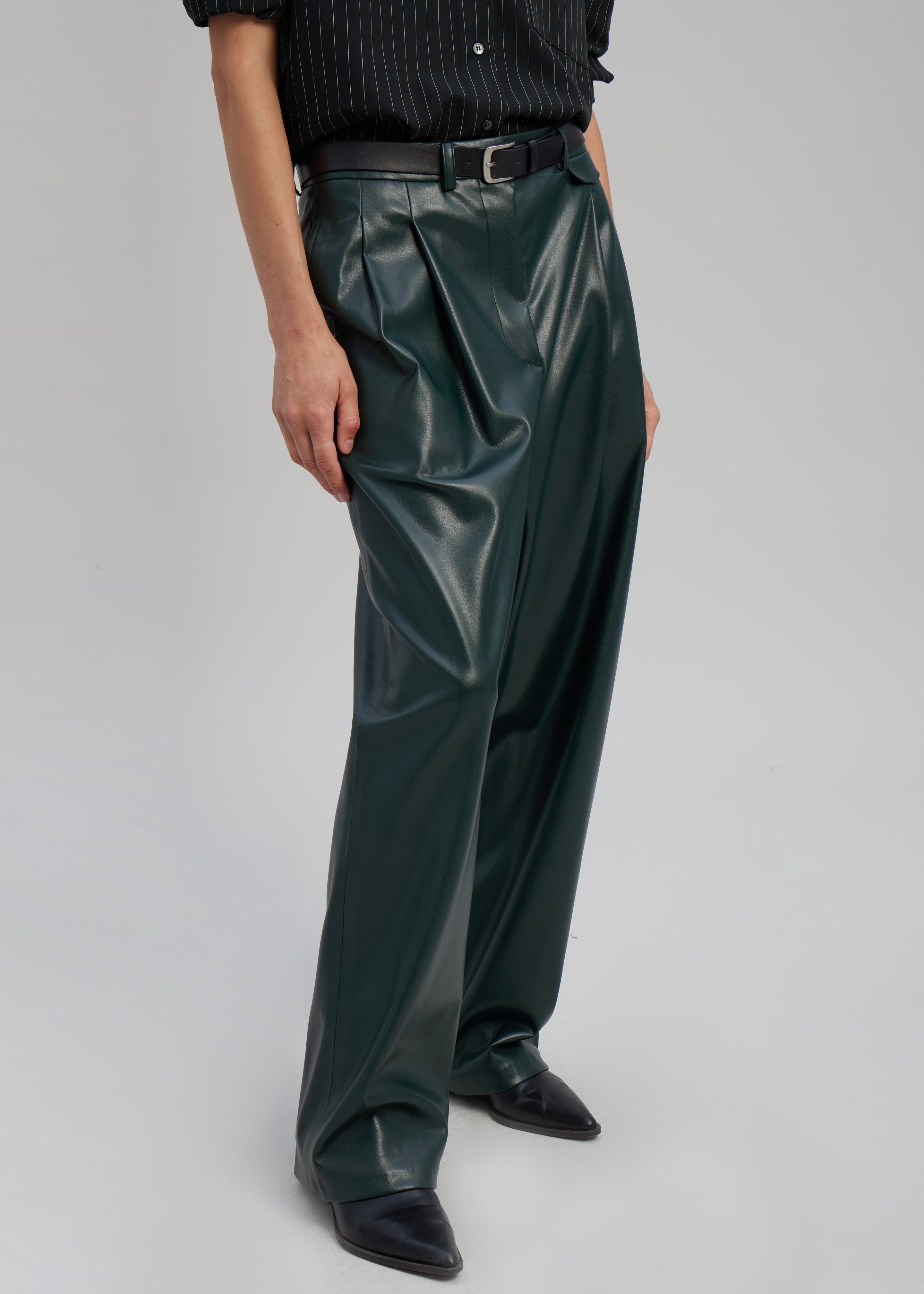 Pernille Faux Leather Pants - Bottle Green - 5