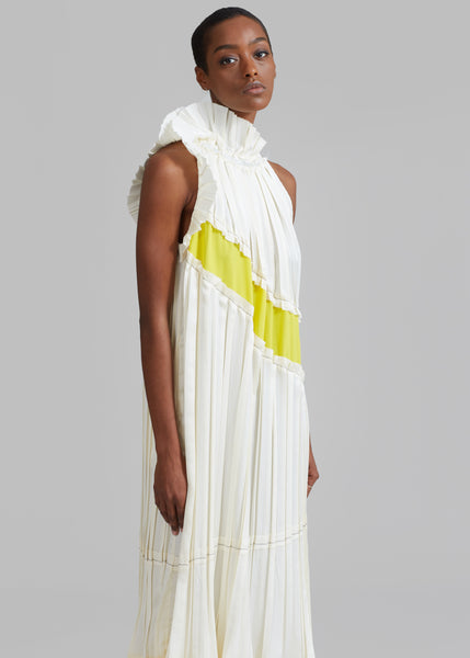 3.1 Phillip Lim Pleated Satin Sleeveless Dress - Ivory-Pineapple