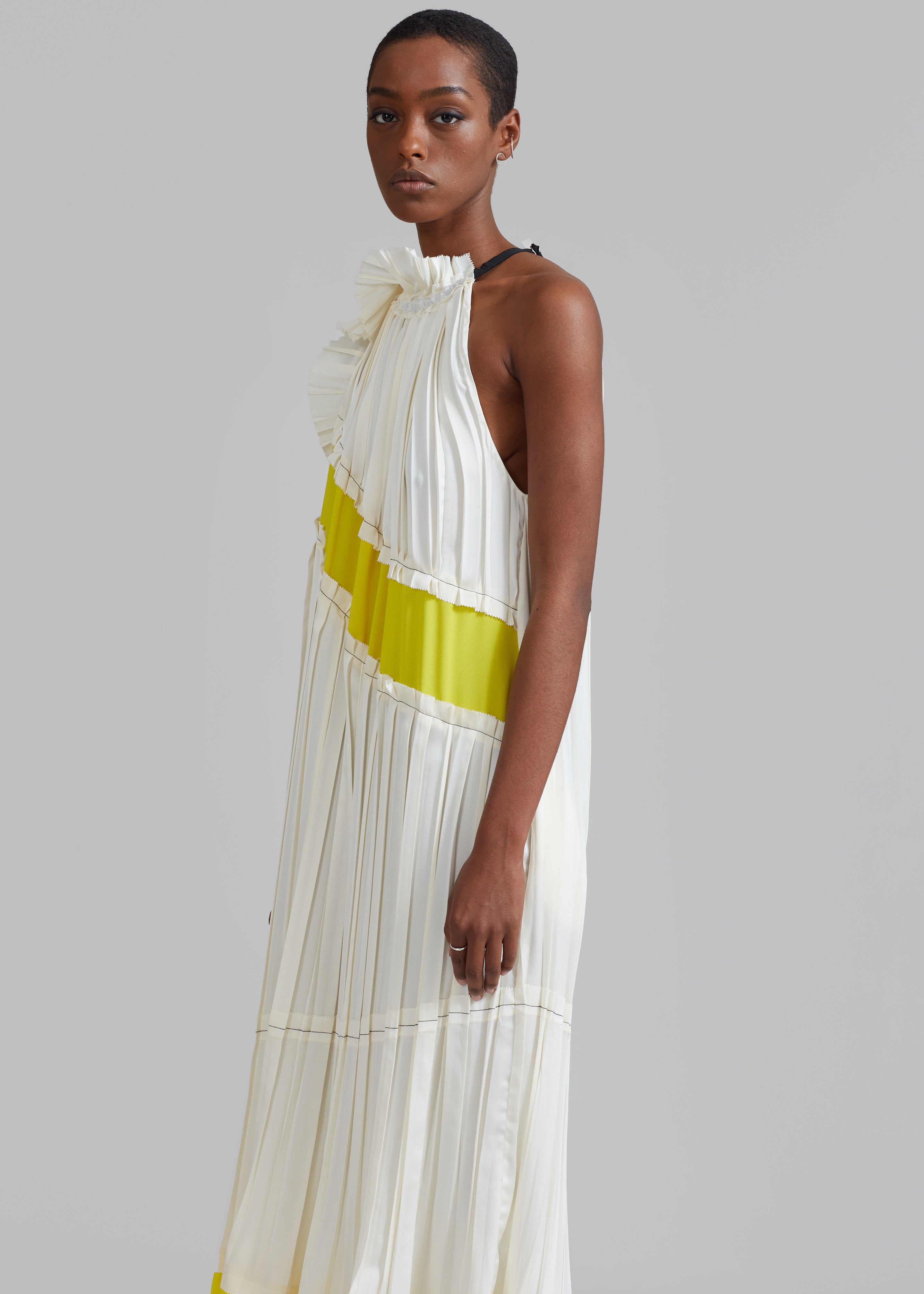 3.1 Phillip Lim Pleated Satin Sleeveless Dress - Ivory-Pineapple