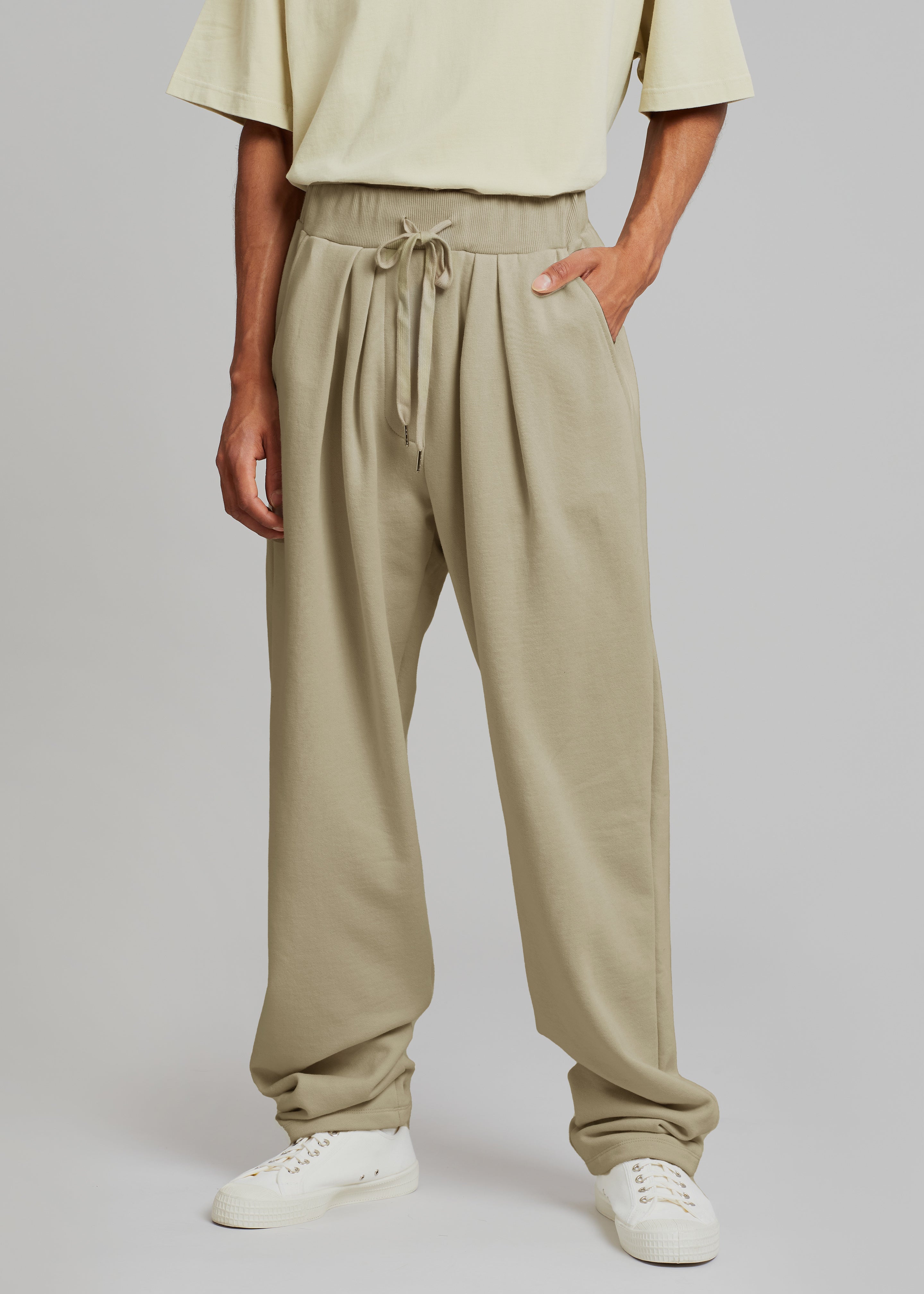 Alec Pleated Jogger Pants - Olive - 3