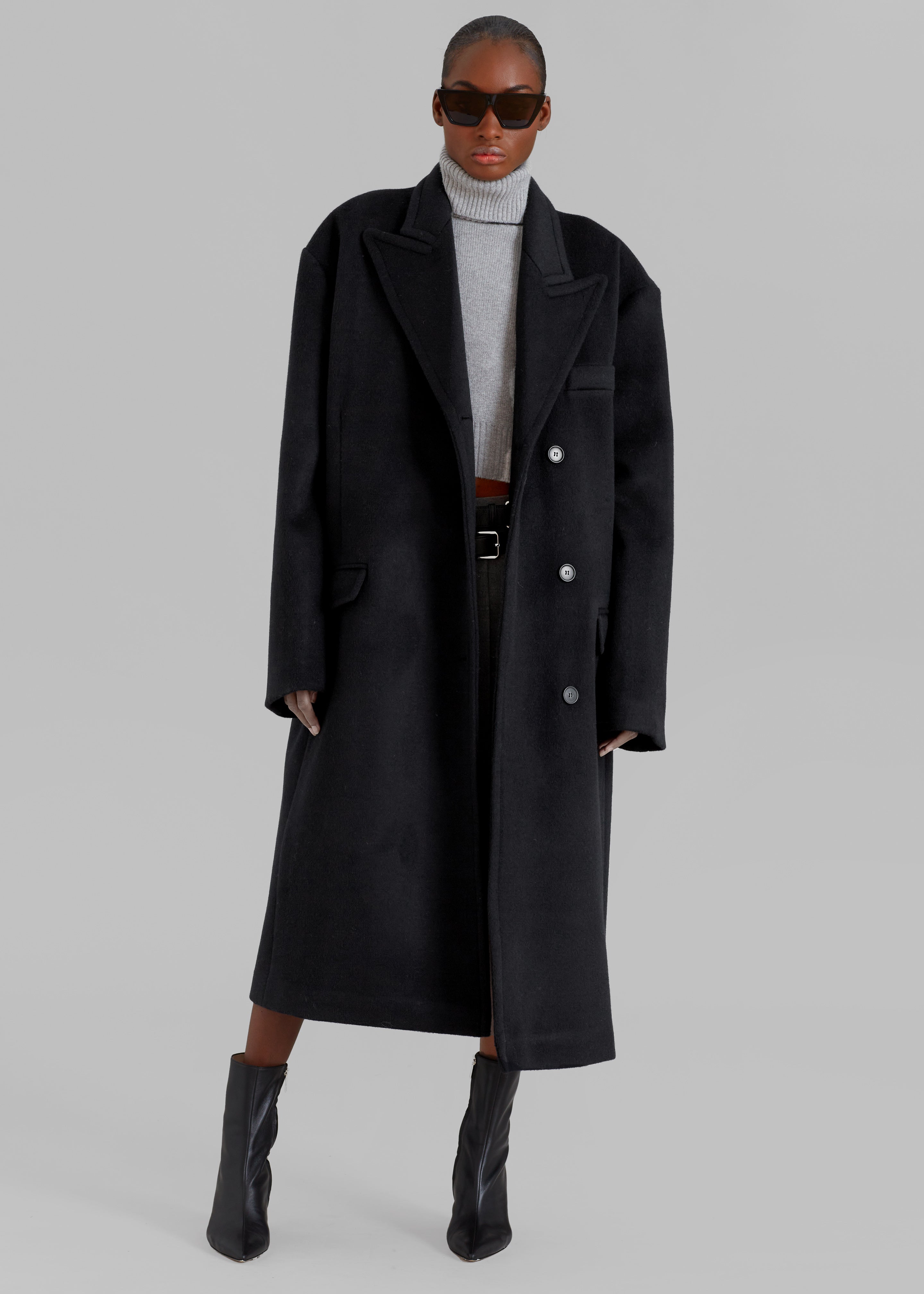 Anya Oversized Coat - Black - 4