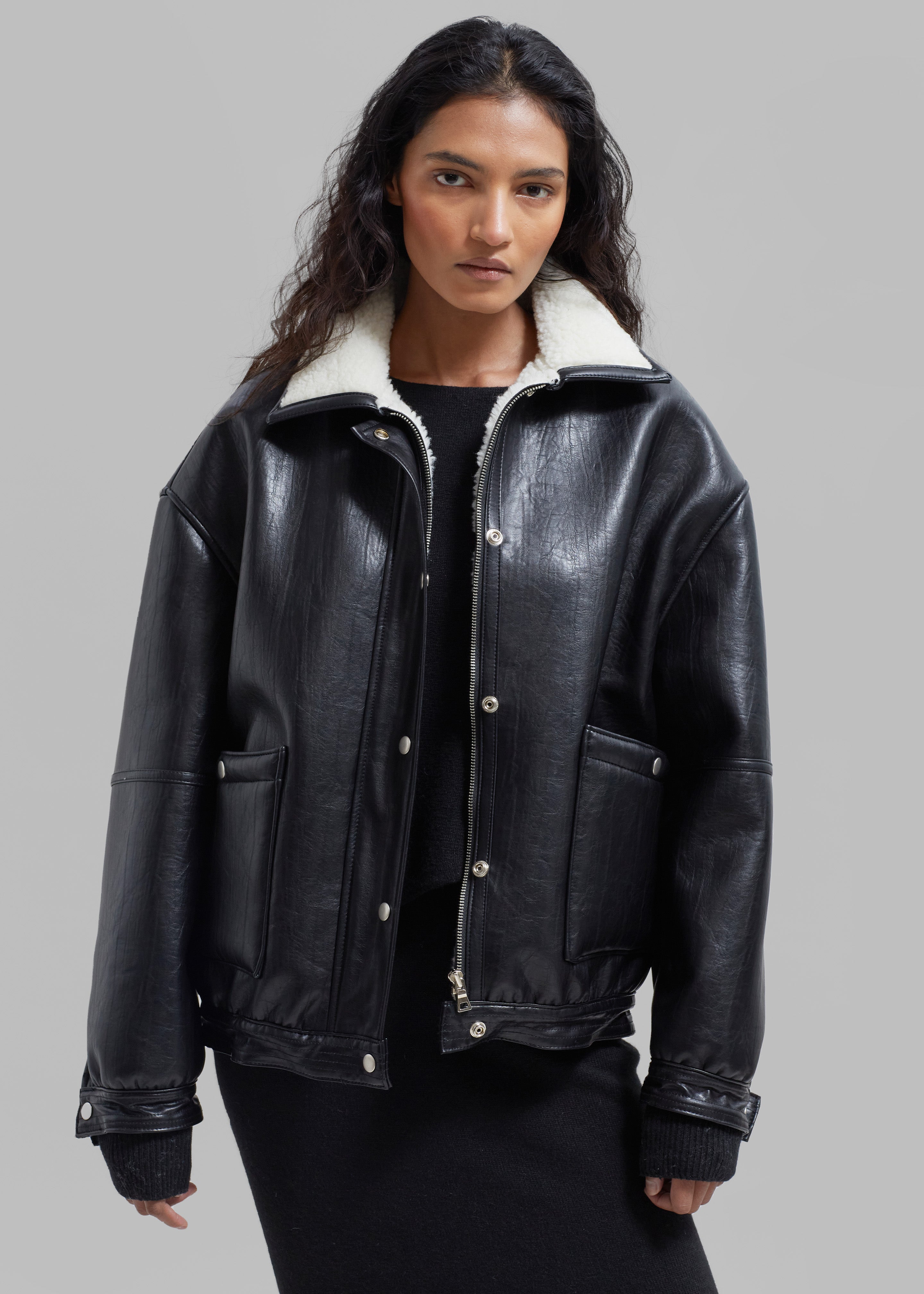 Arin Faux Leather Jacket - Black - 8