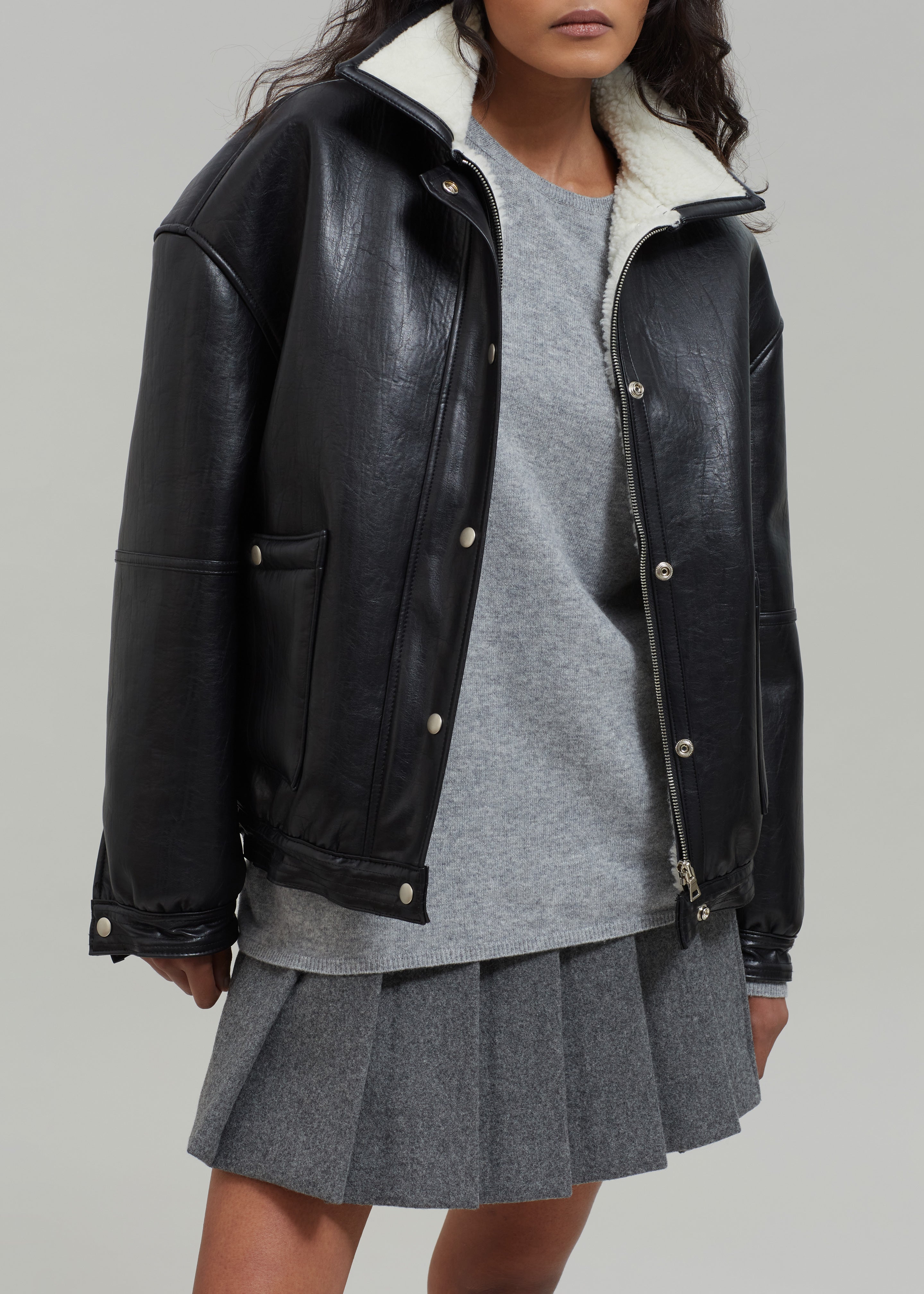 Arin Faux Leather Jacket - Black - 10
