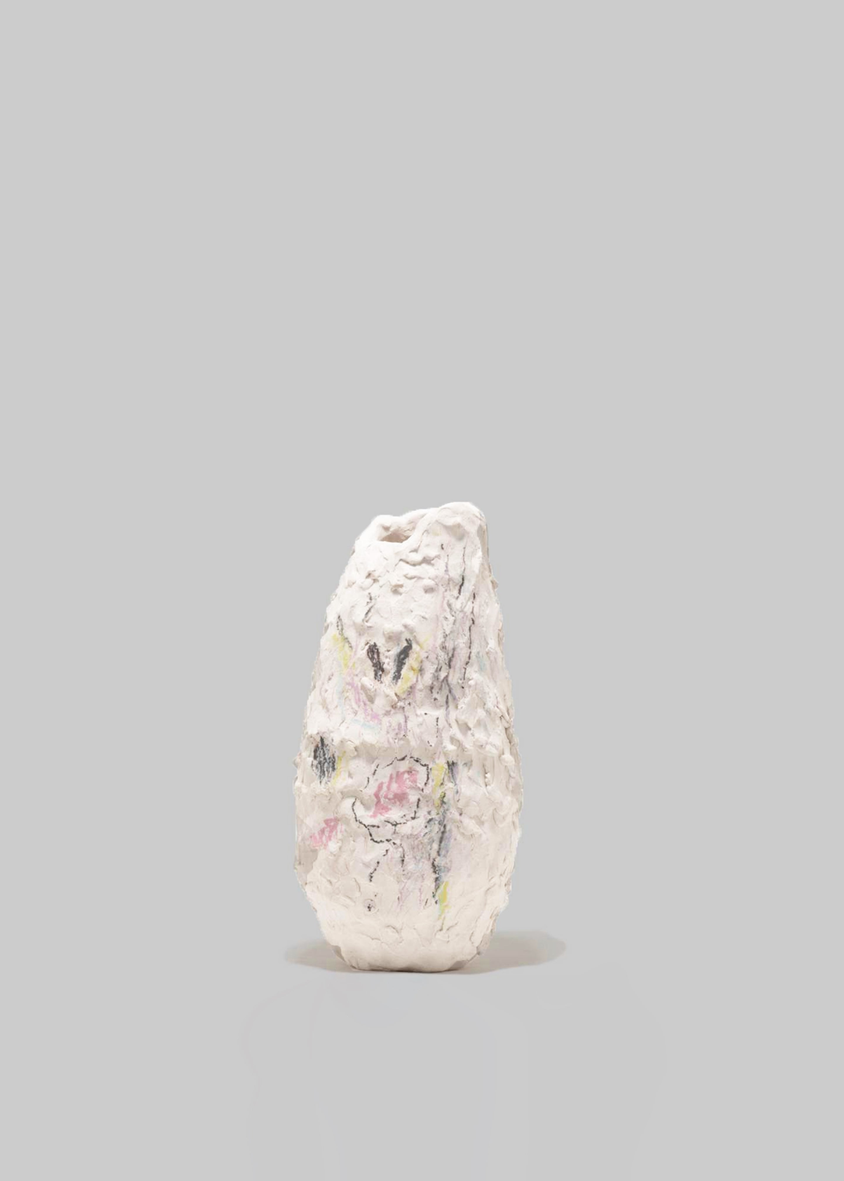 Completedworks B58 Medium Vase - Matte White with Multicolor Detail - 1