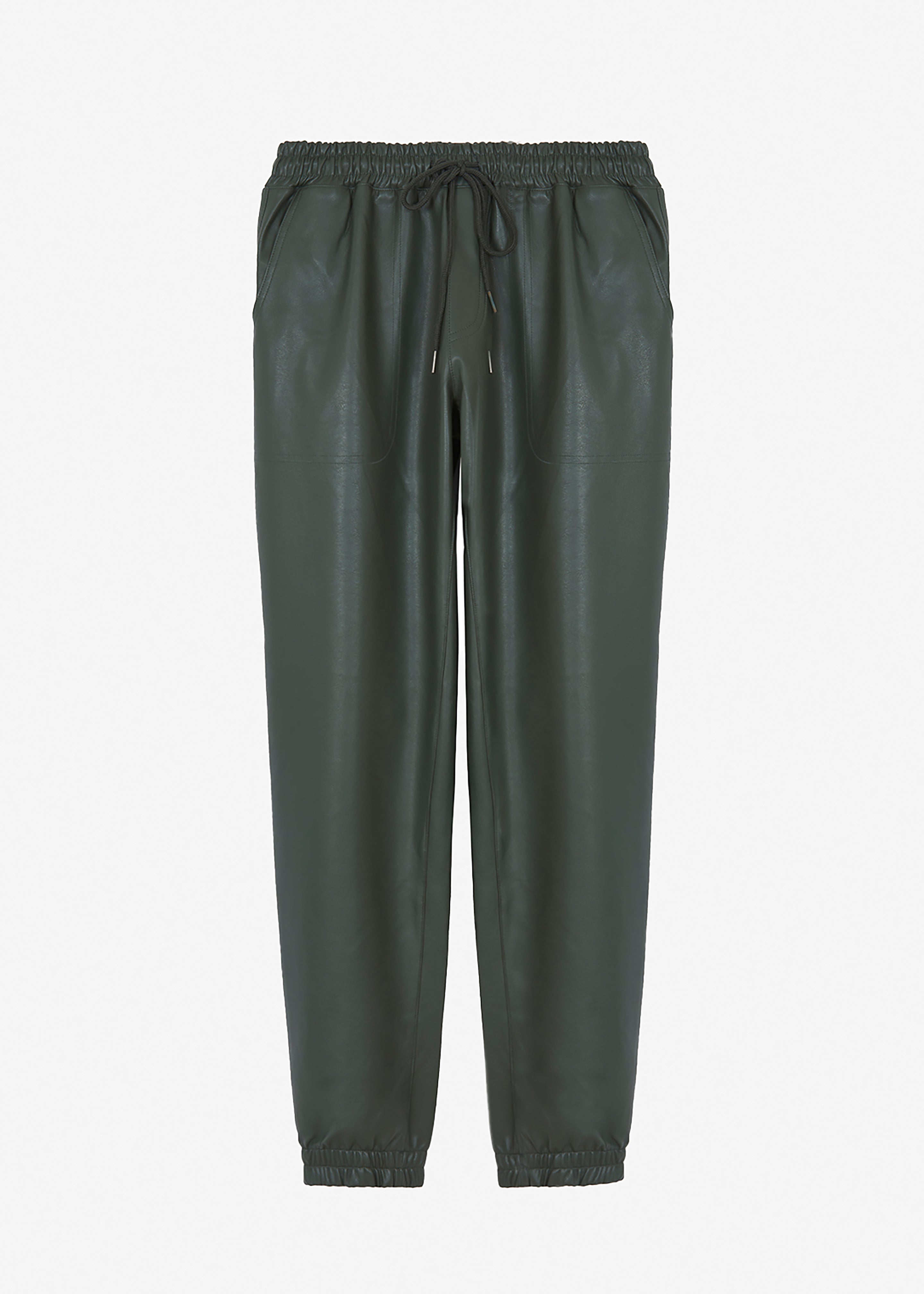 Brighton Faux Leather Joggers - Olive - 7