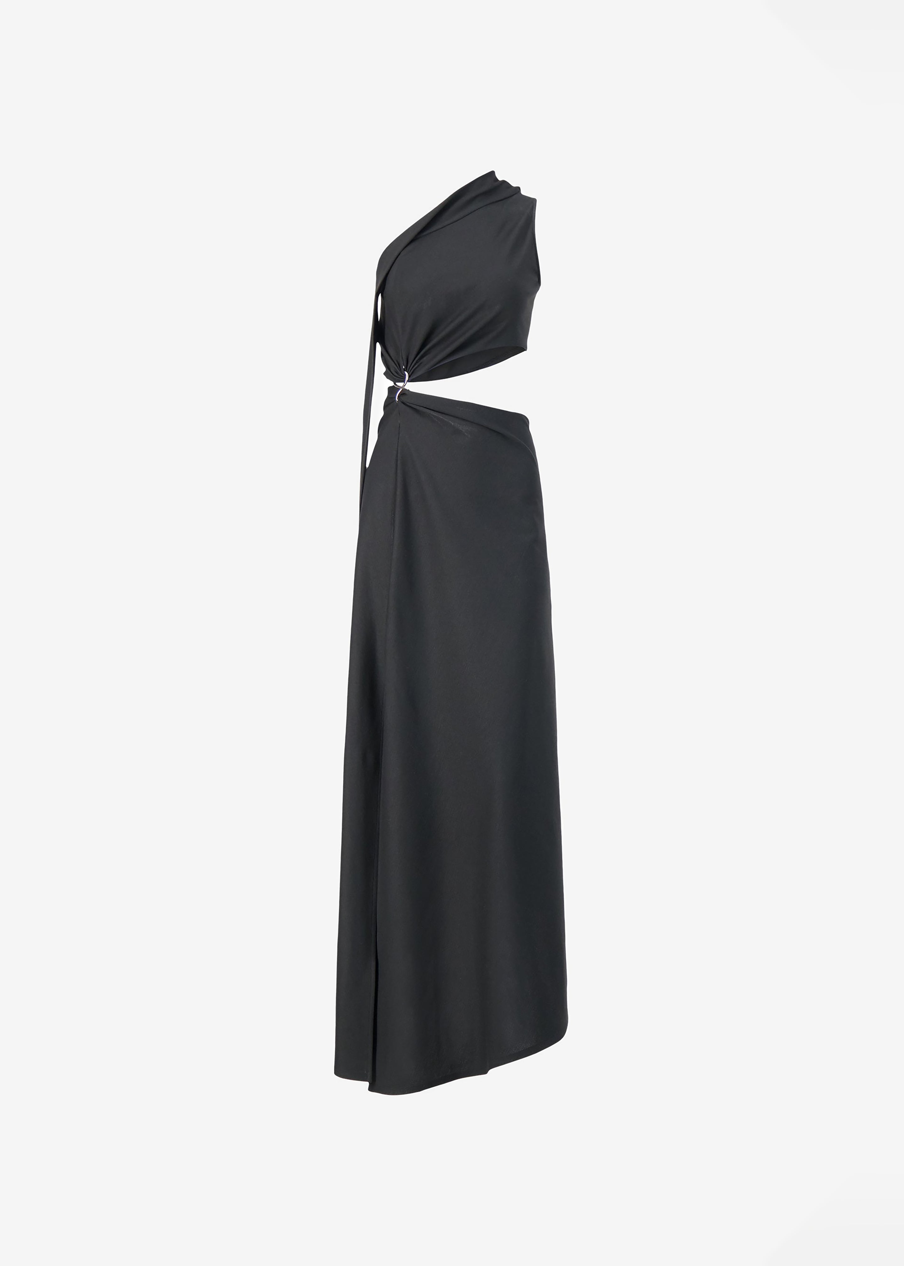 Sid Neigum Knit One-Shoulder Strap Dress W Hardware Detail - Black - 10