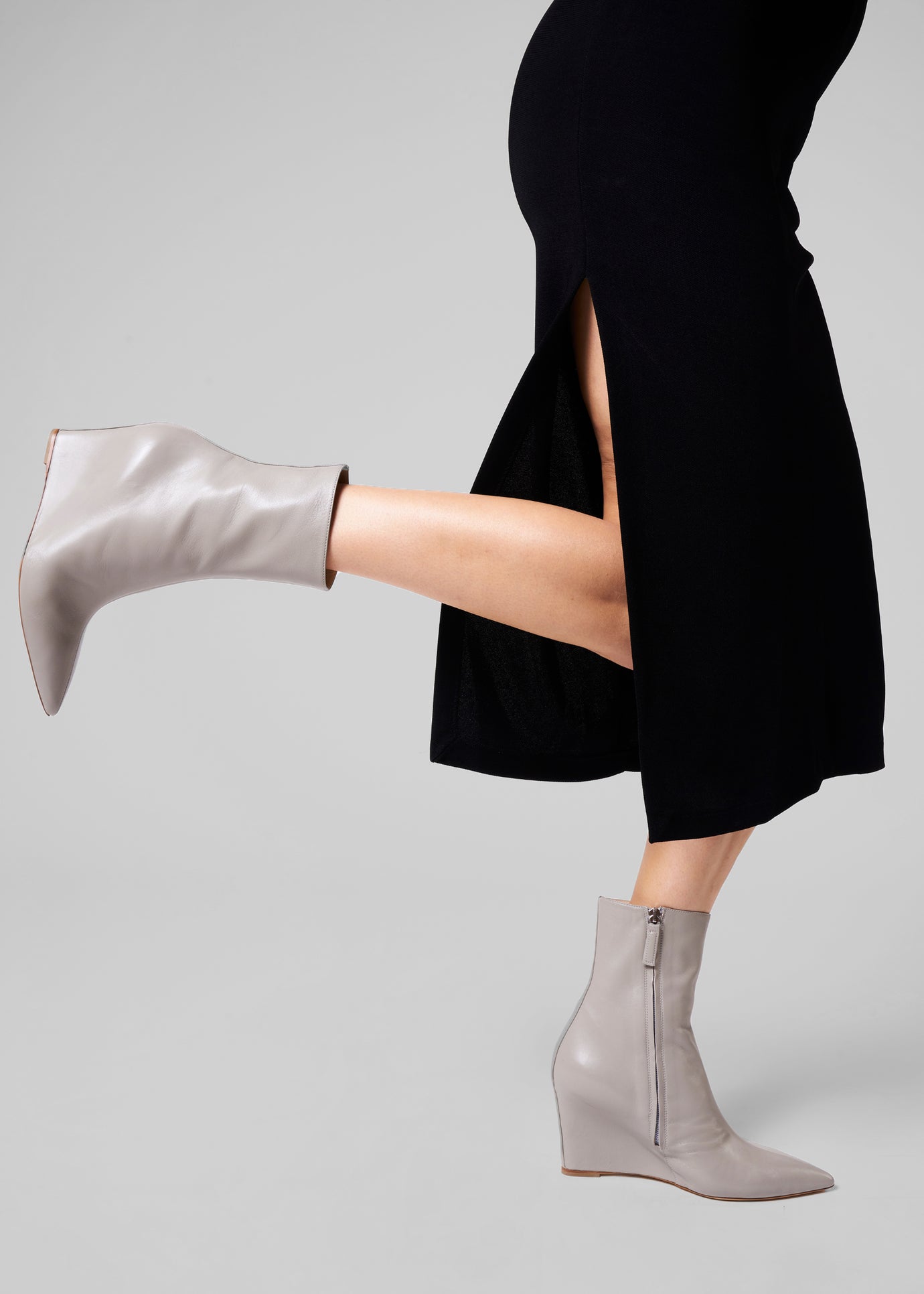 Bettina Vermillon Frankie Wedge Boots Nappa - Grey - 1