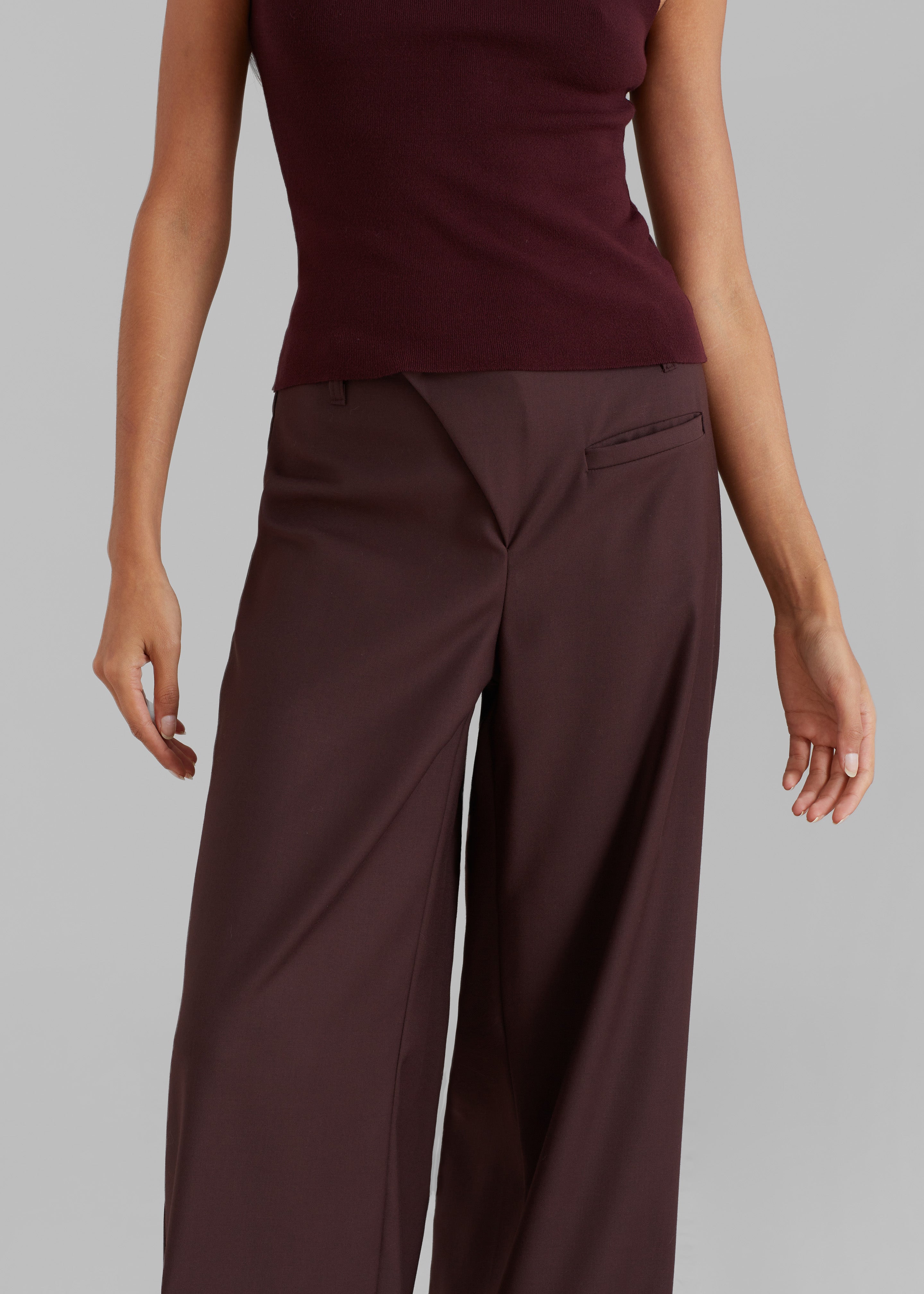 Brenna Wide Trousers - Burgundy – The Frankie Shop