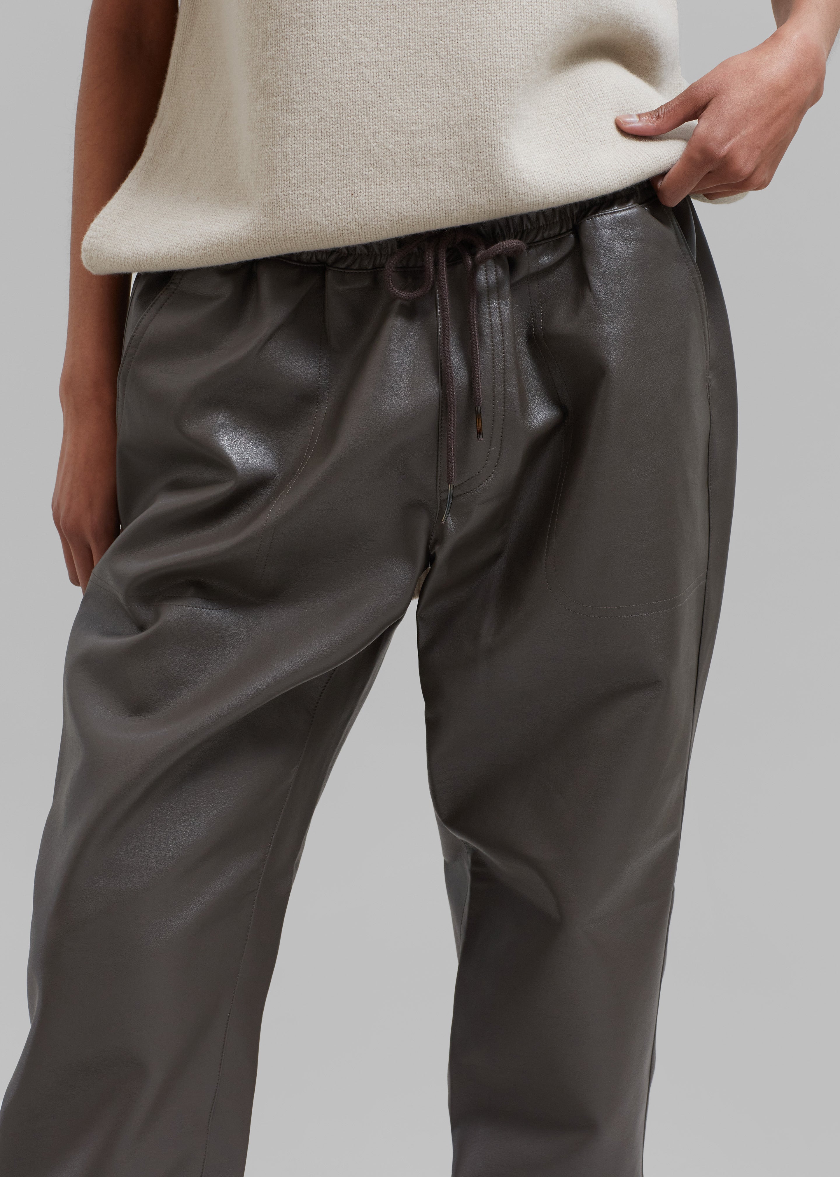 NEW Faux Leather Joggers in Brown!