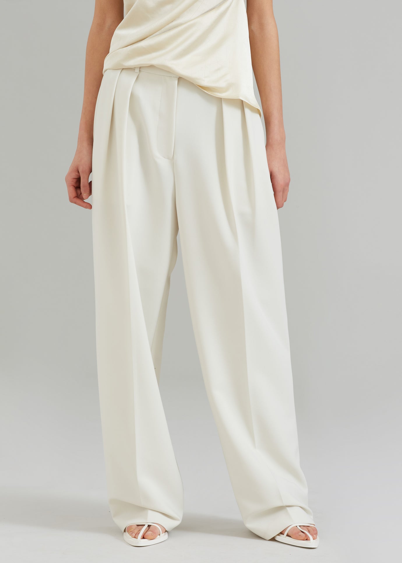 Corrin Pleated Trousers - Ivory - 1