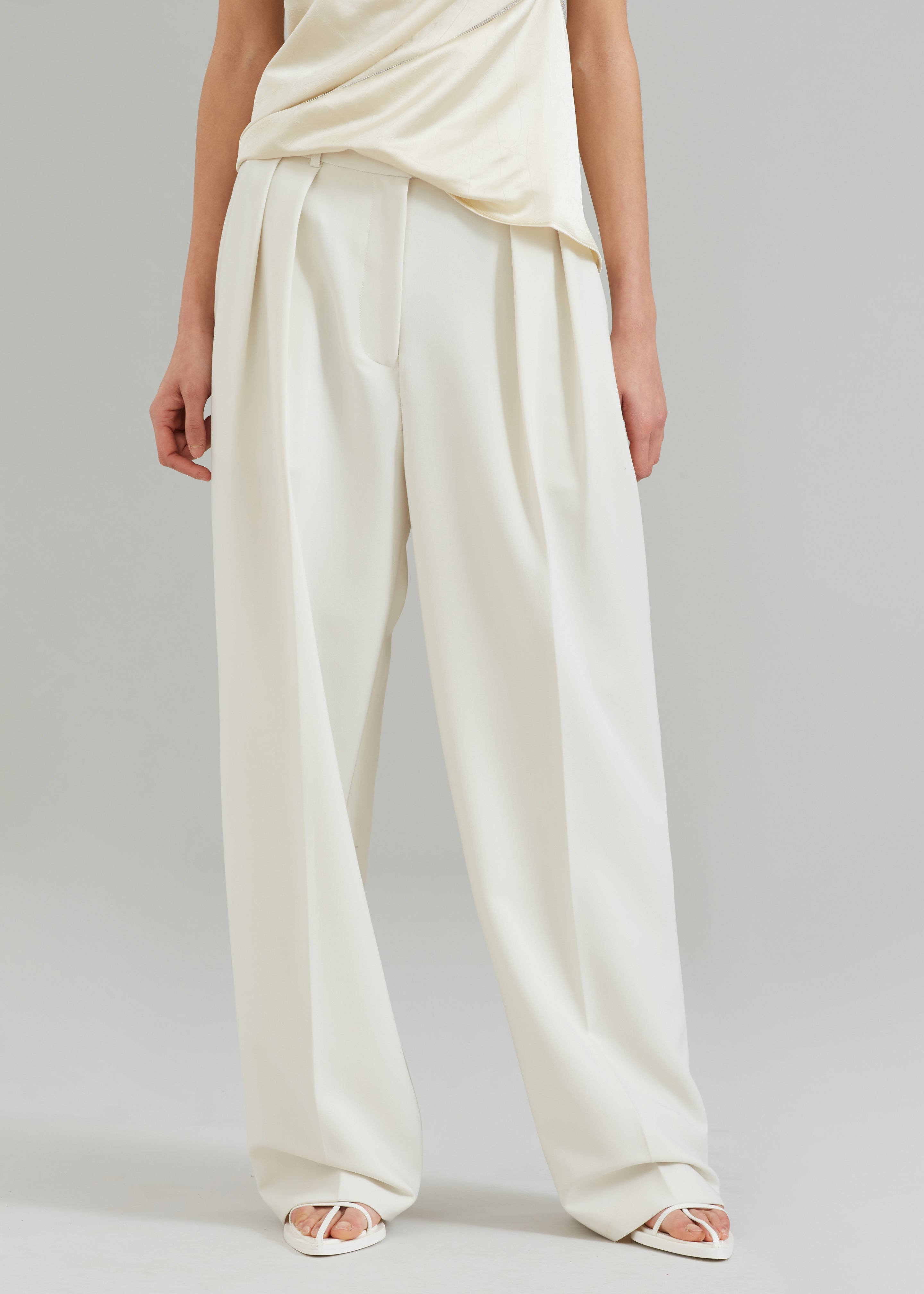 Corrin Pleated Trousers - Ivory - 2