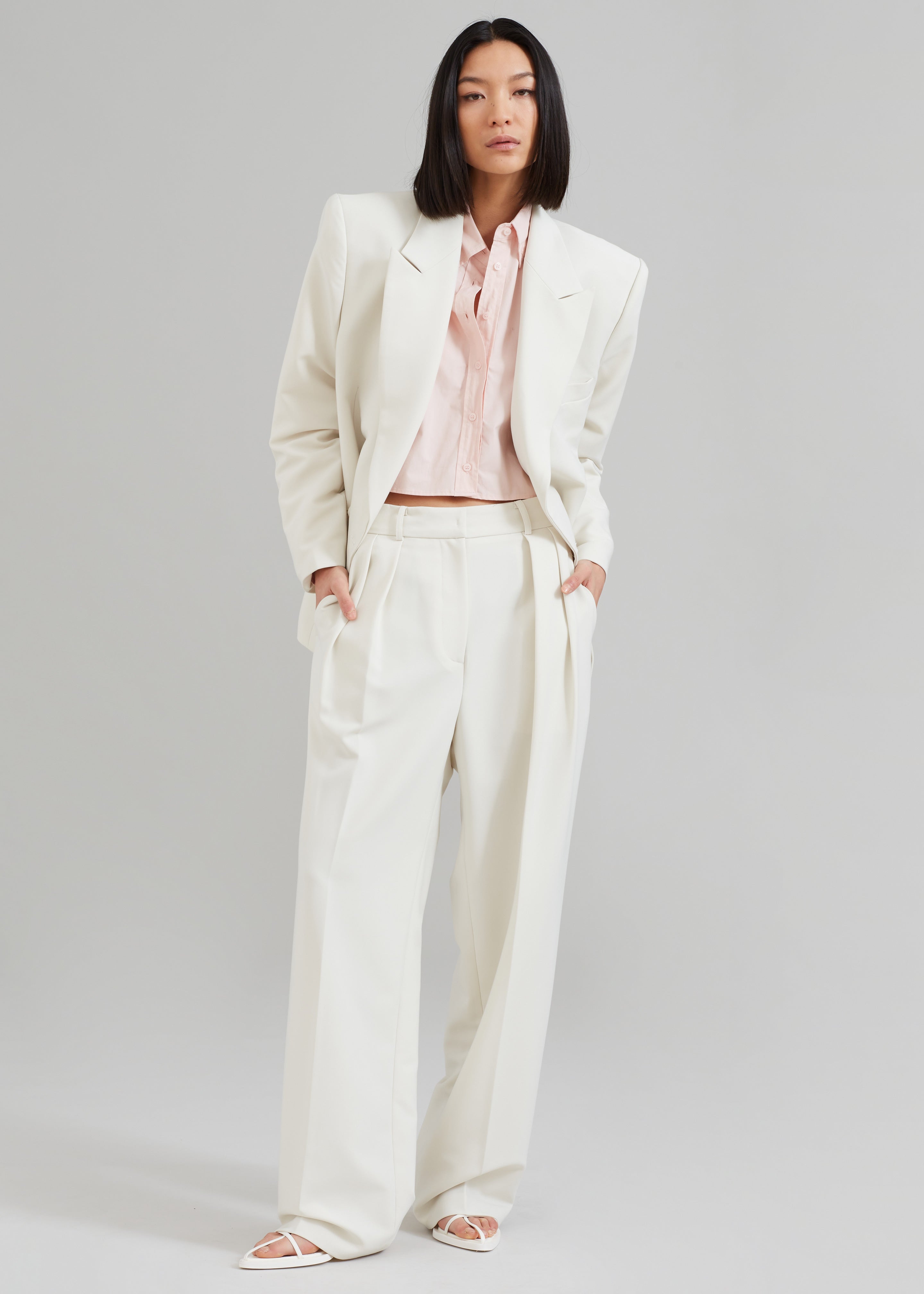 Corrin Pleated Trousers - Ivory - 7