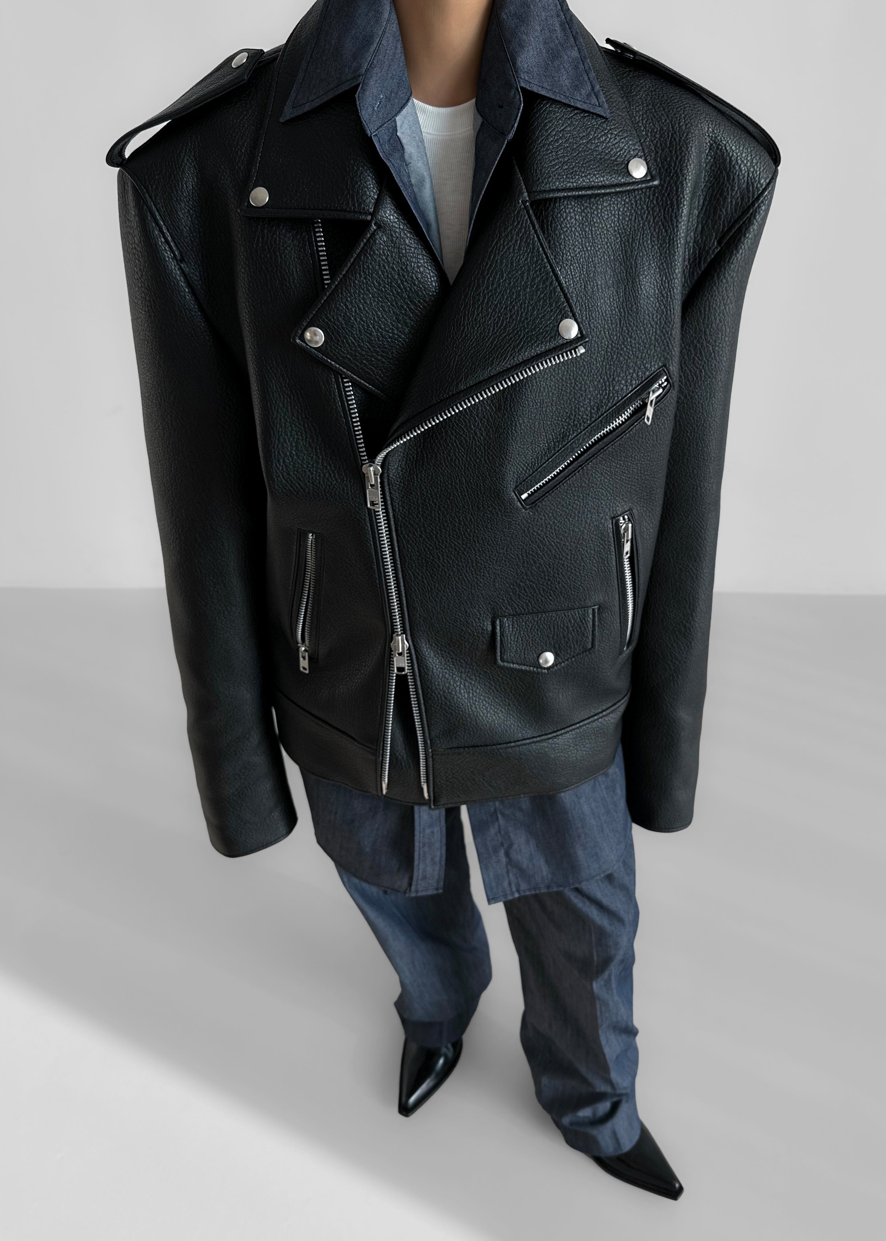 Chicago Oversized Biker Jacket - Black – The Frankie Shop