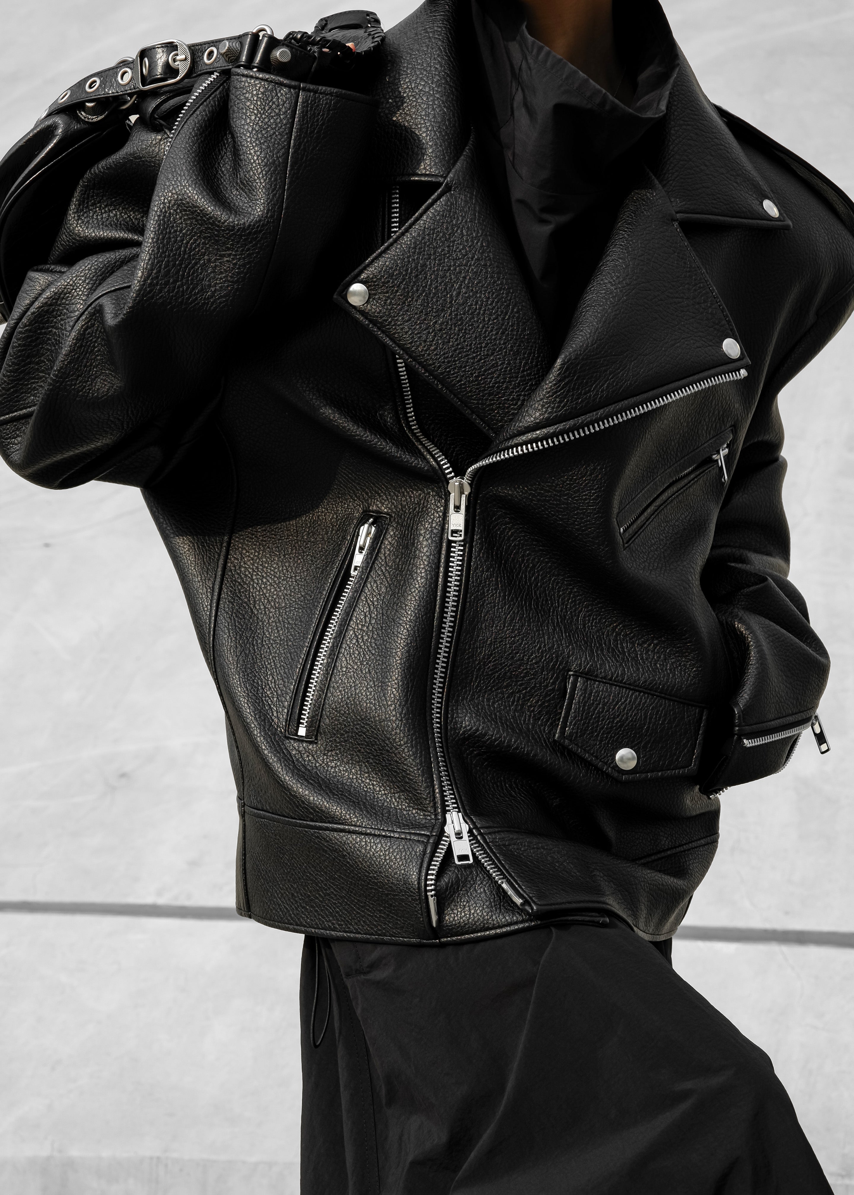 Chicago Oversized Biker Jacket - Black