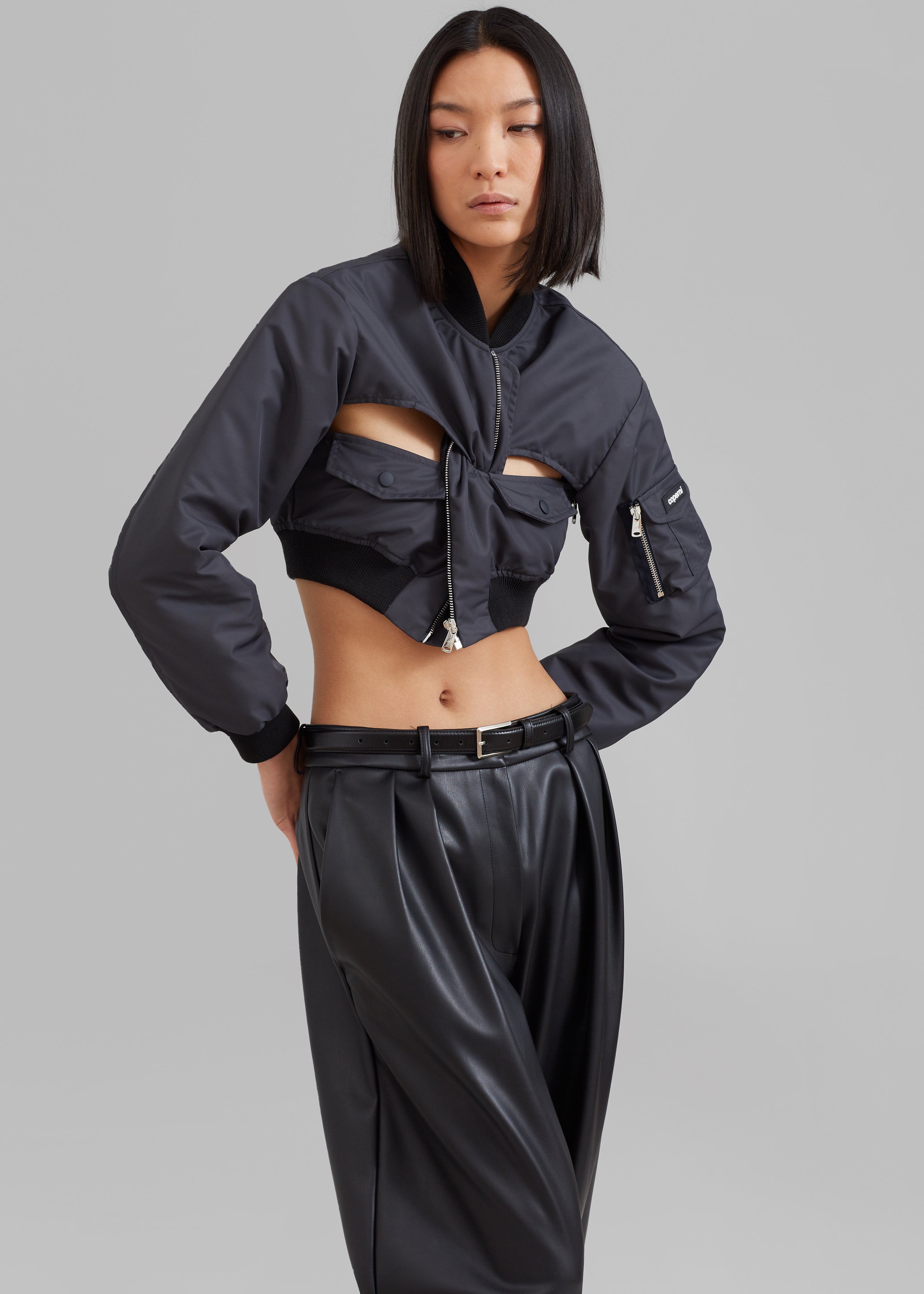 Coperni Cut-Out Cropped Bomber Jacket - Concrete – The