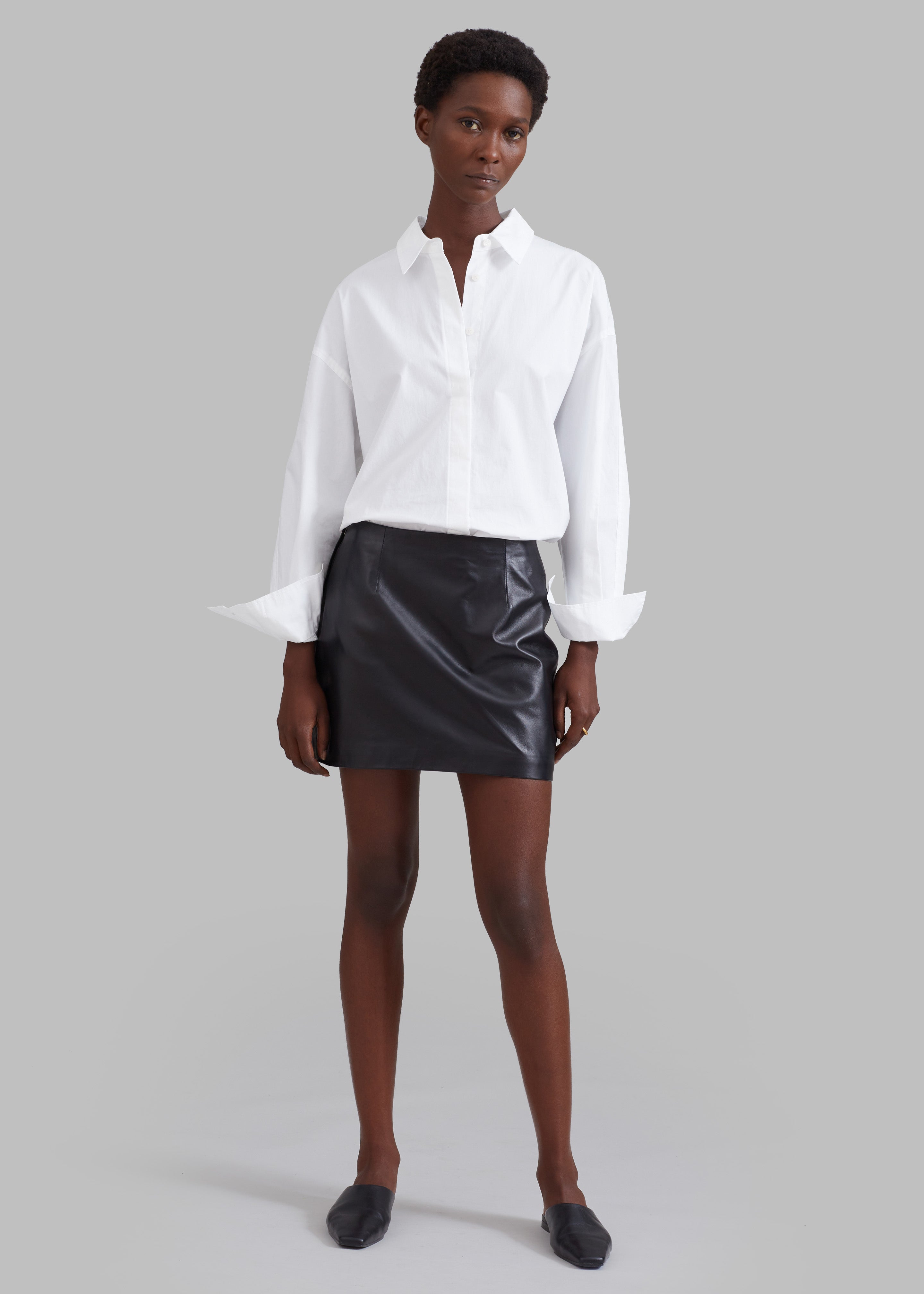 Derby Leather Mini Skirt - Black - 10
