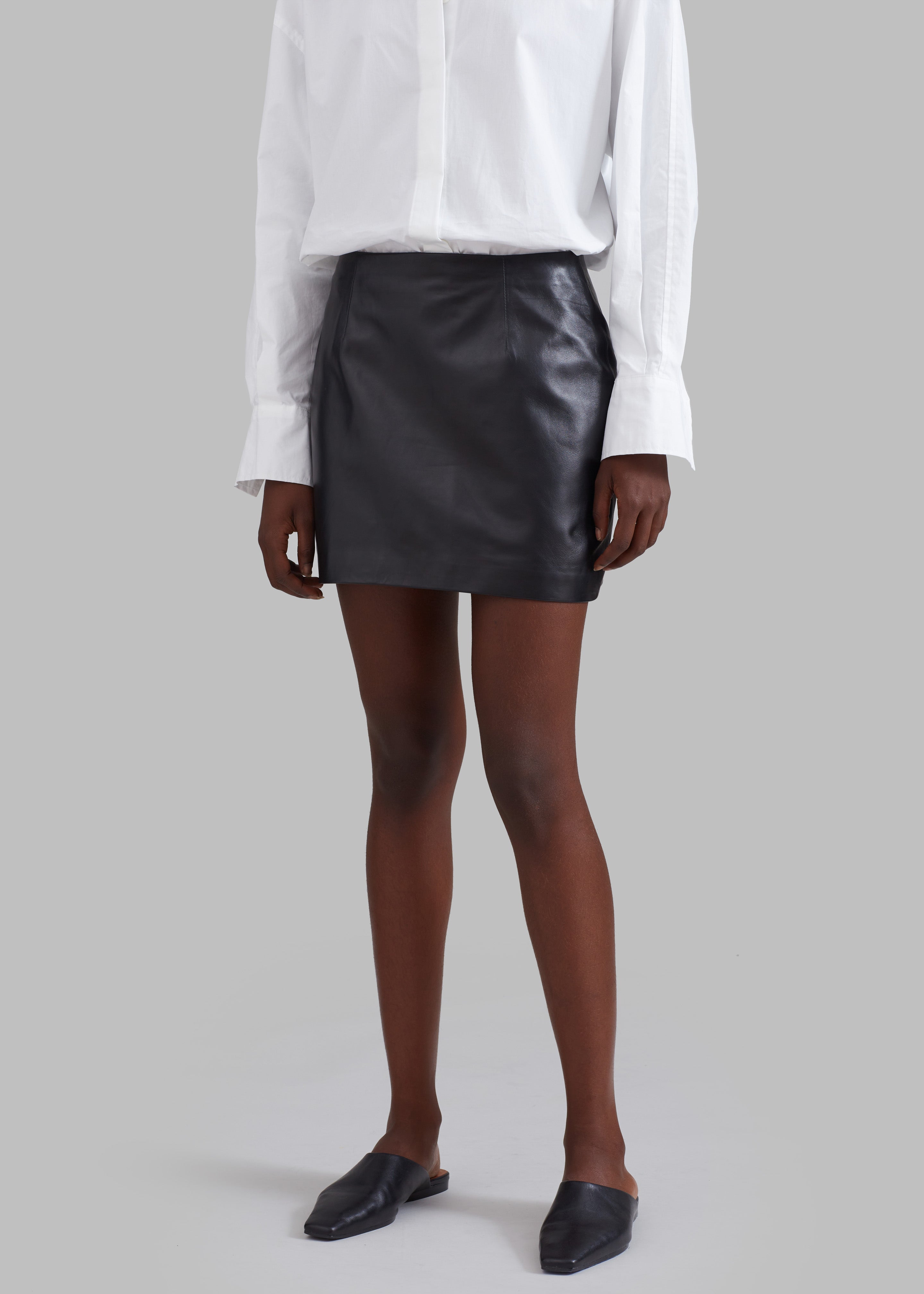 Derby Leather Mini Skirt - Black - 6