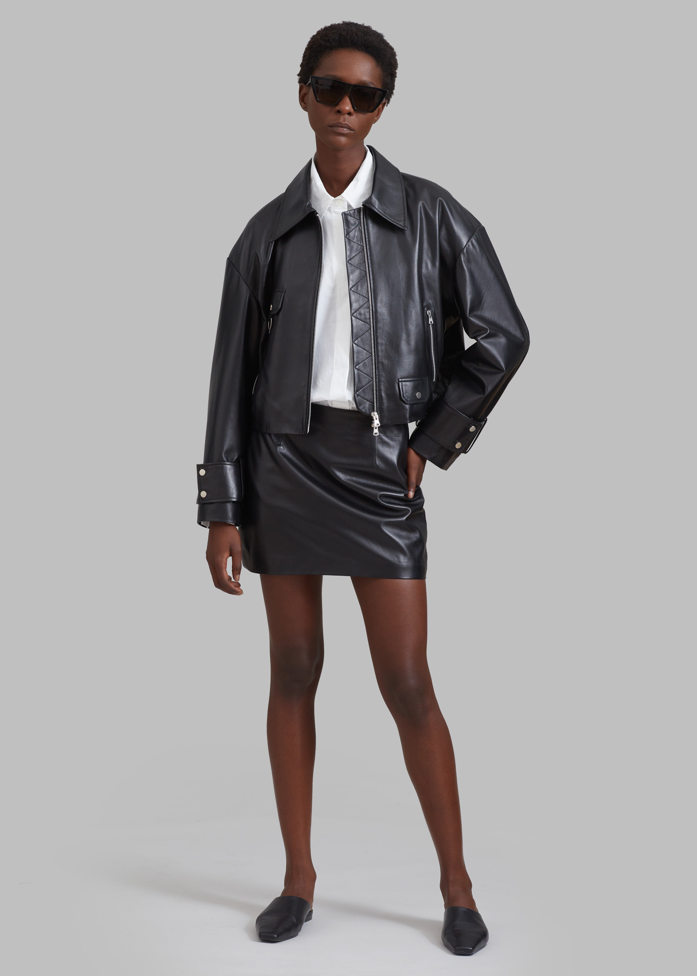 Derby Leather Mini Skirt - Black - 9