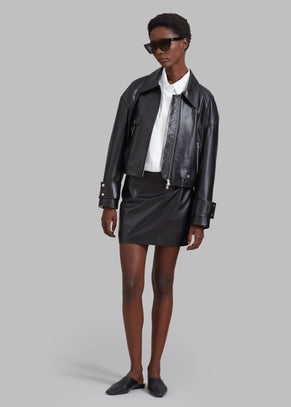 Derby Leather Mini Skirt - Black