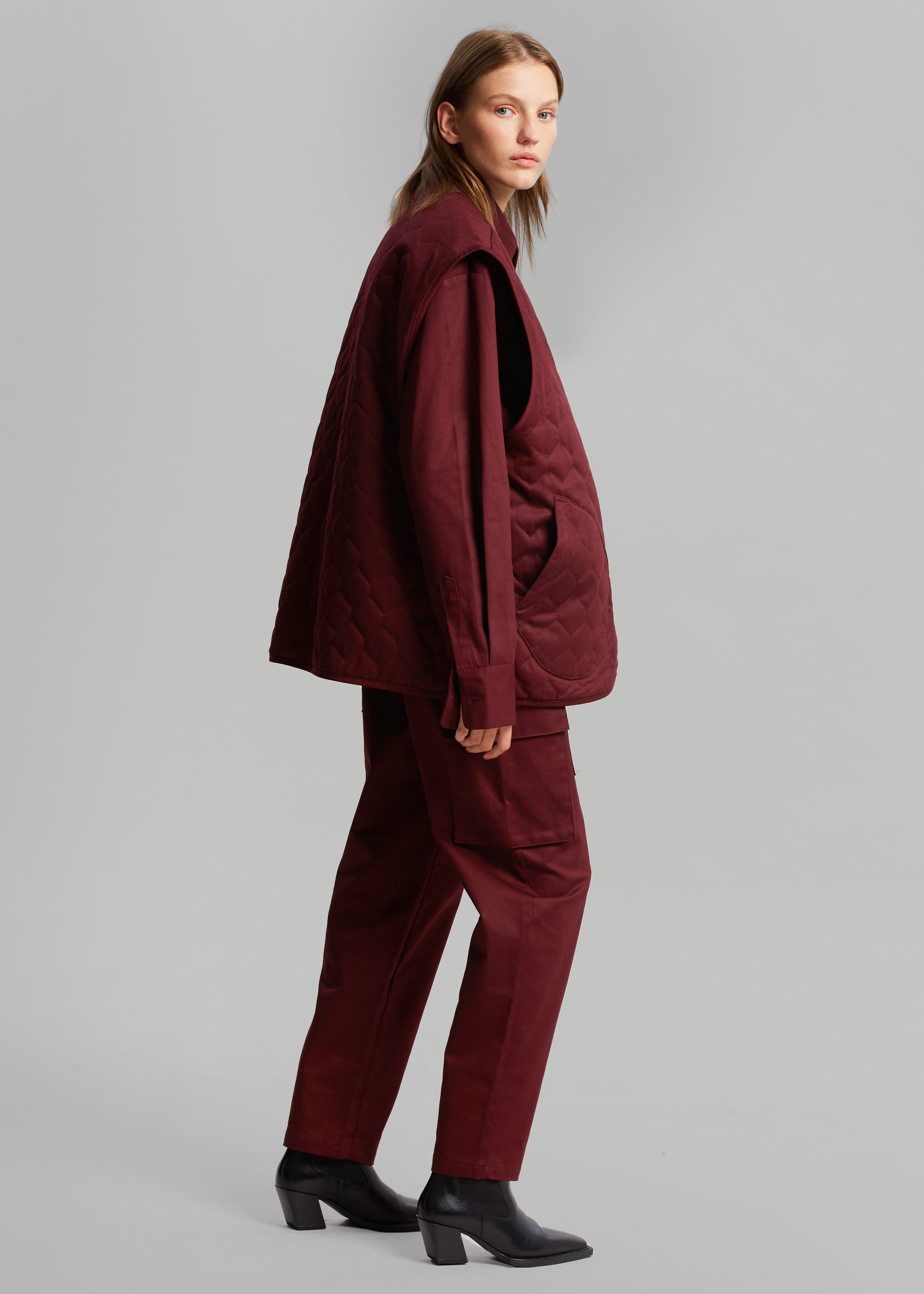 Carrie Twill Cargo Pants - Burgundy - 8