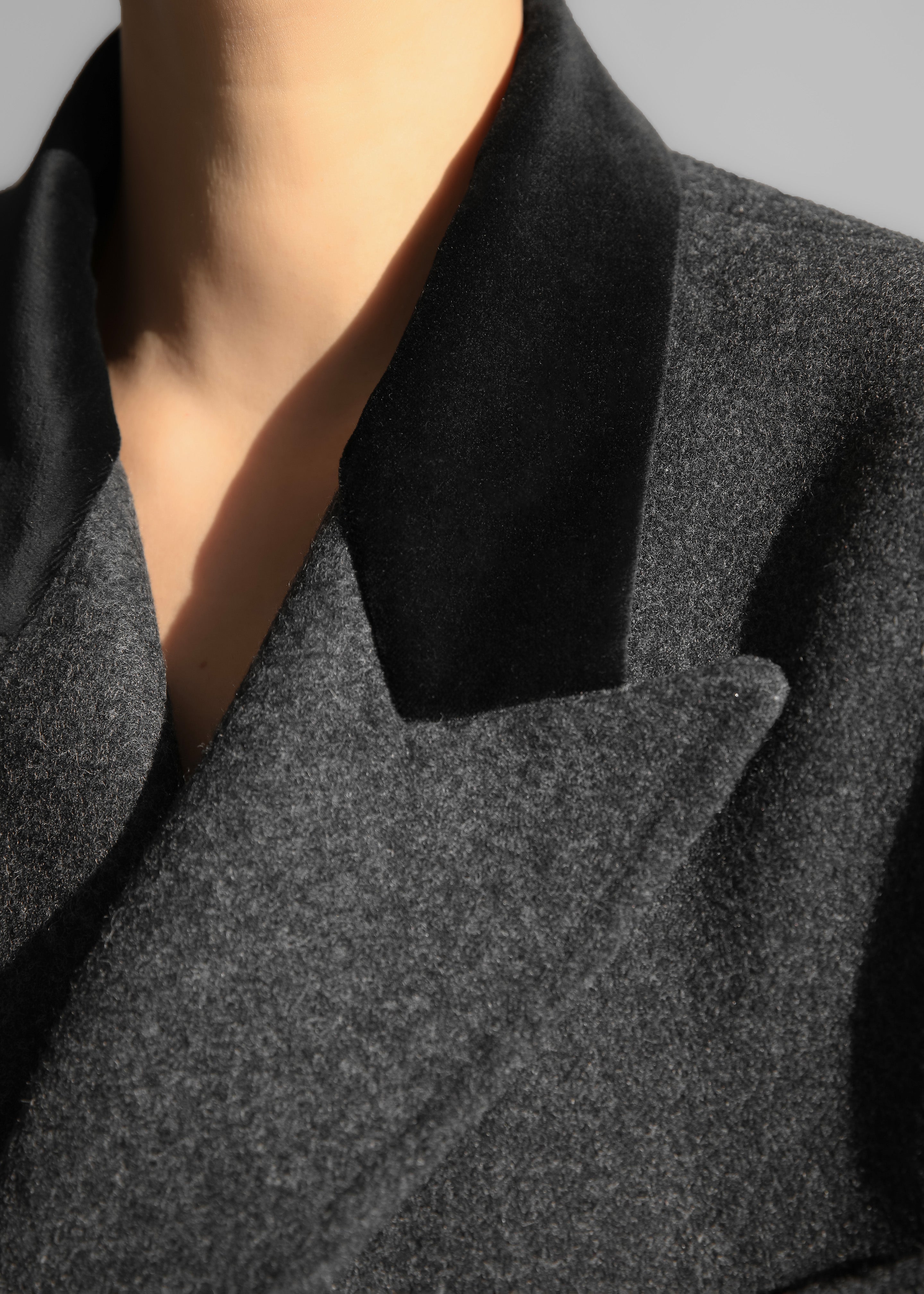 Dolly Contrast Collar Coat - Dark Grey Melange - 4