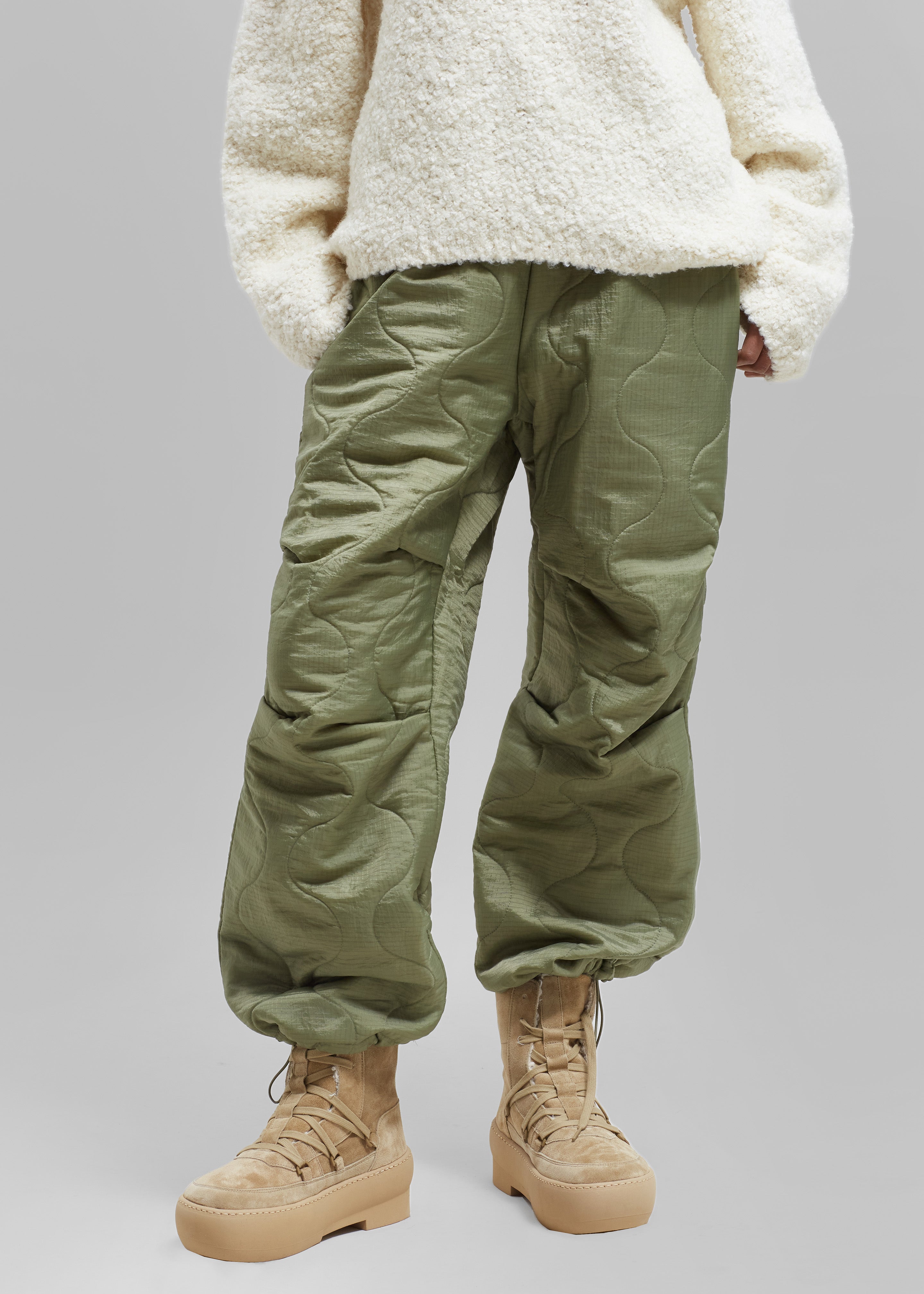 Dustine Quilted Joggers - Olive - 7
