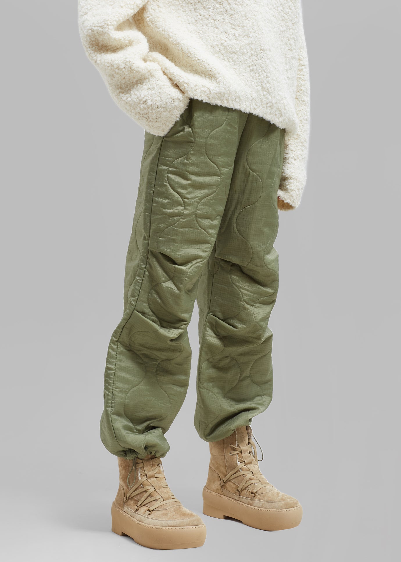 Dustine Quilted Joggers - Olive - 1
