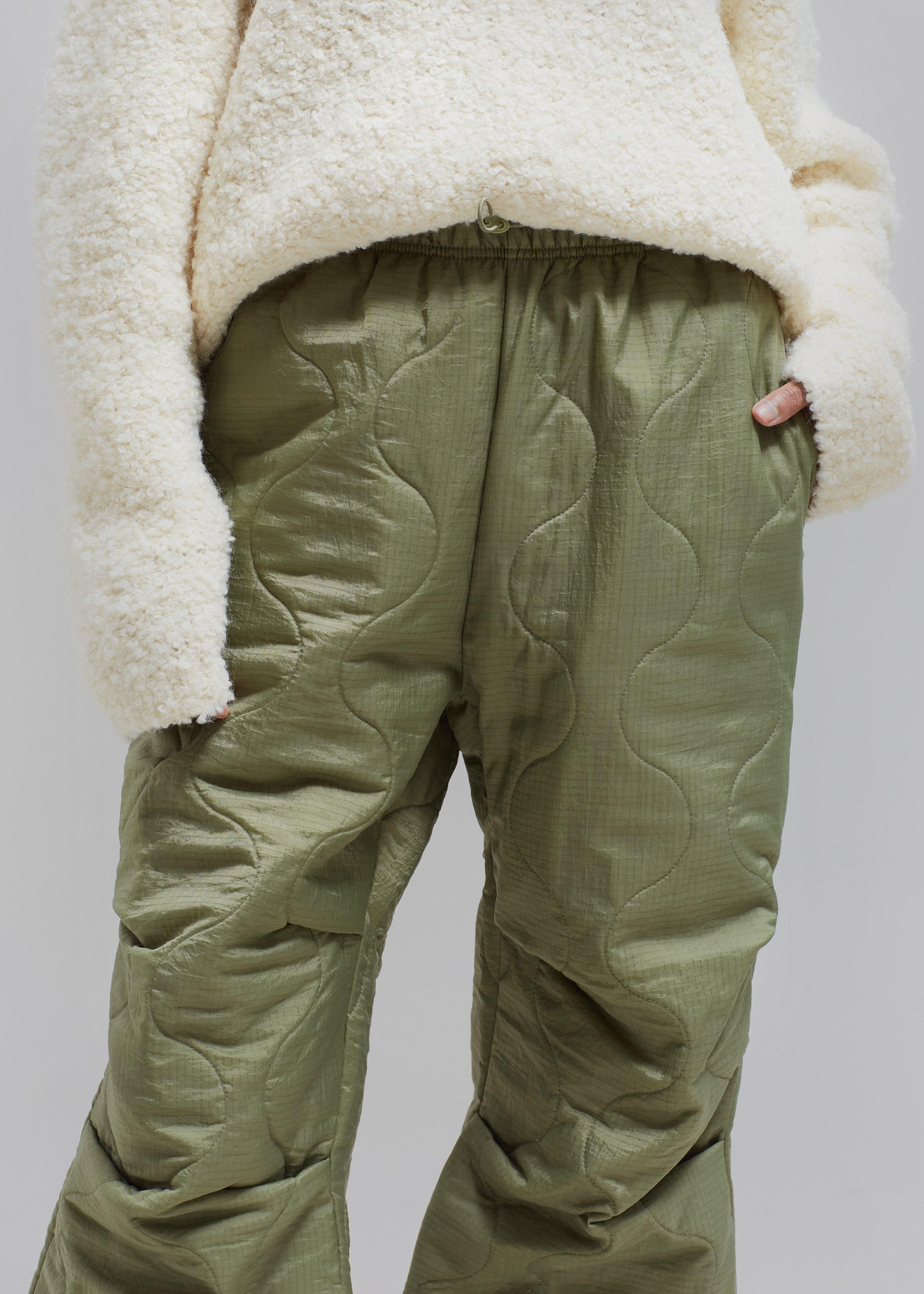 Dustine Quilted Joggers - Olive - 4