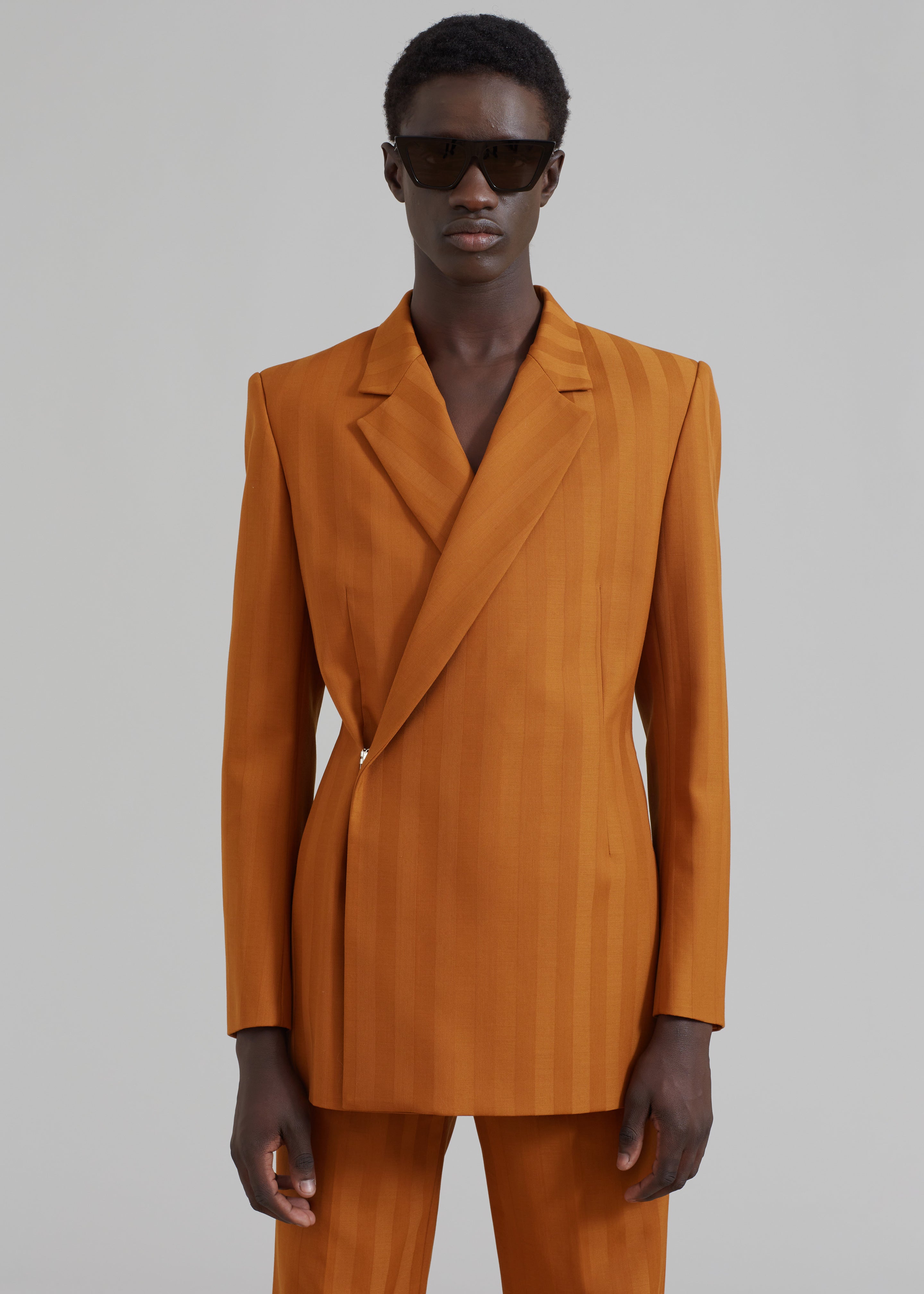 EGONLab Egonic Doubled Breasted Jacket - Orange Stripes Wool