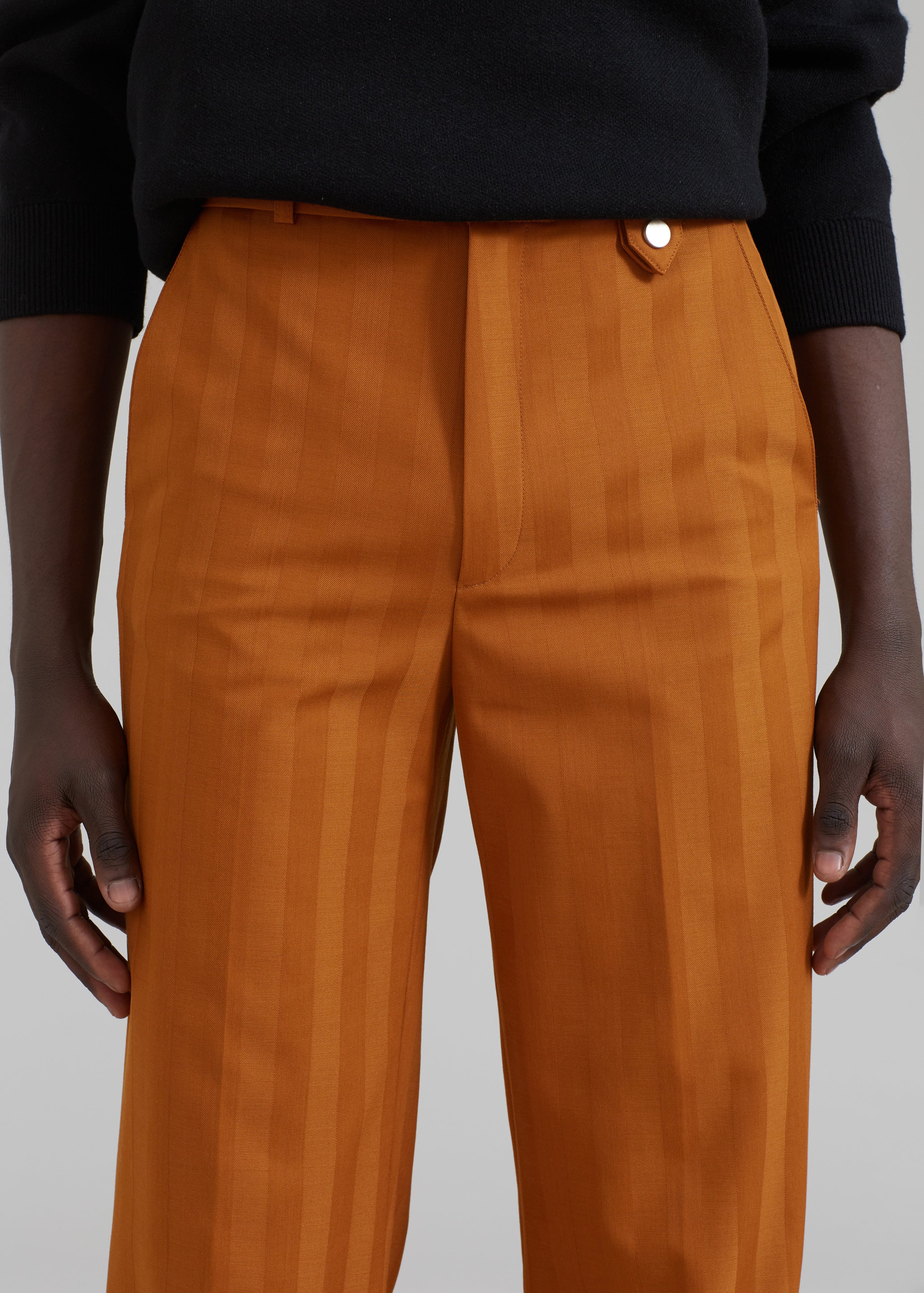 EGONLab Mega Flared Pants - Orange Stripes Wool - 3
