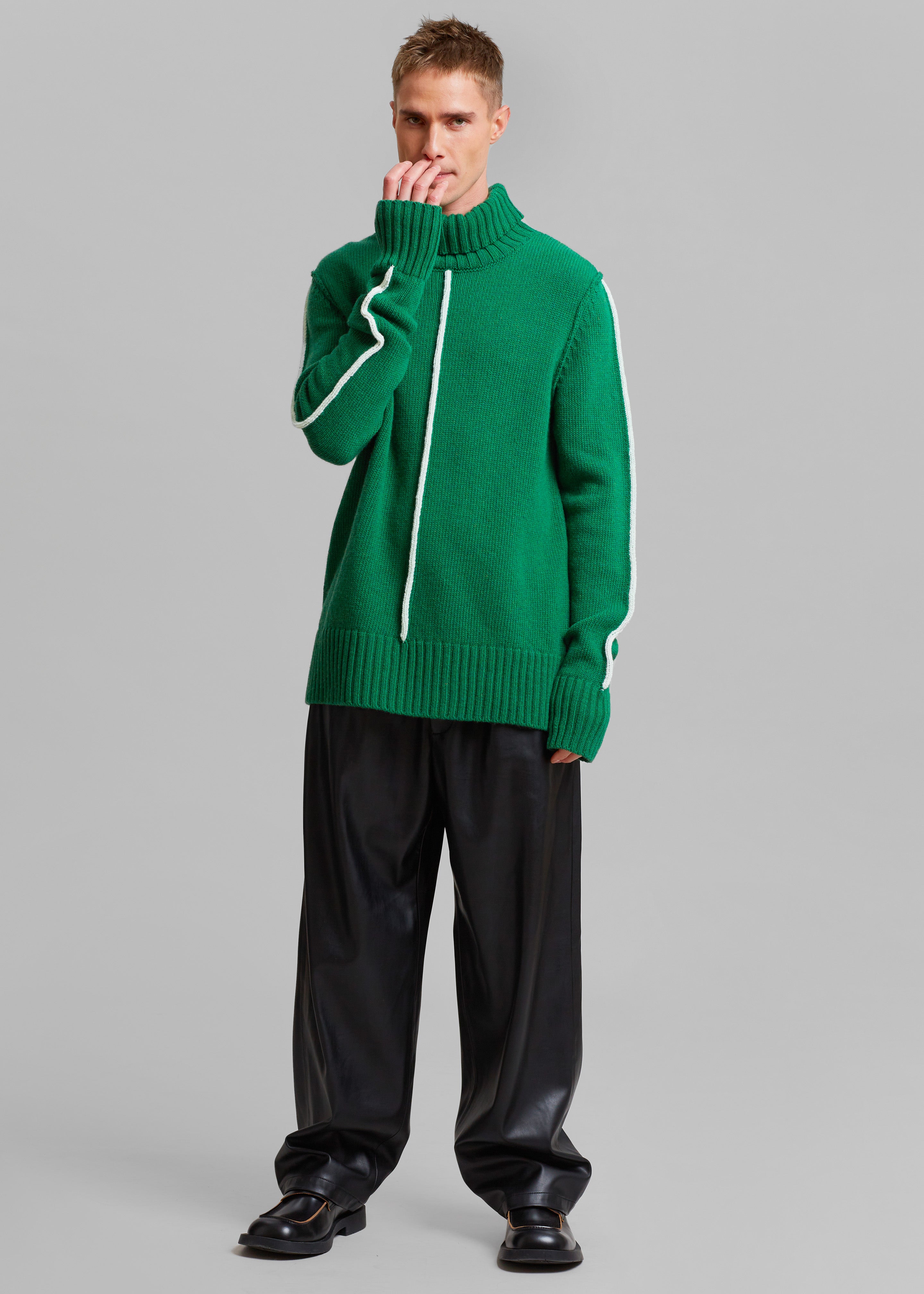 EGONLab Egonimati Turtleneck Sweater - Green Knit - 4
