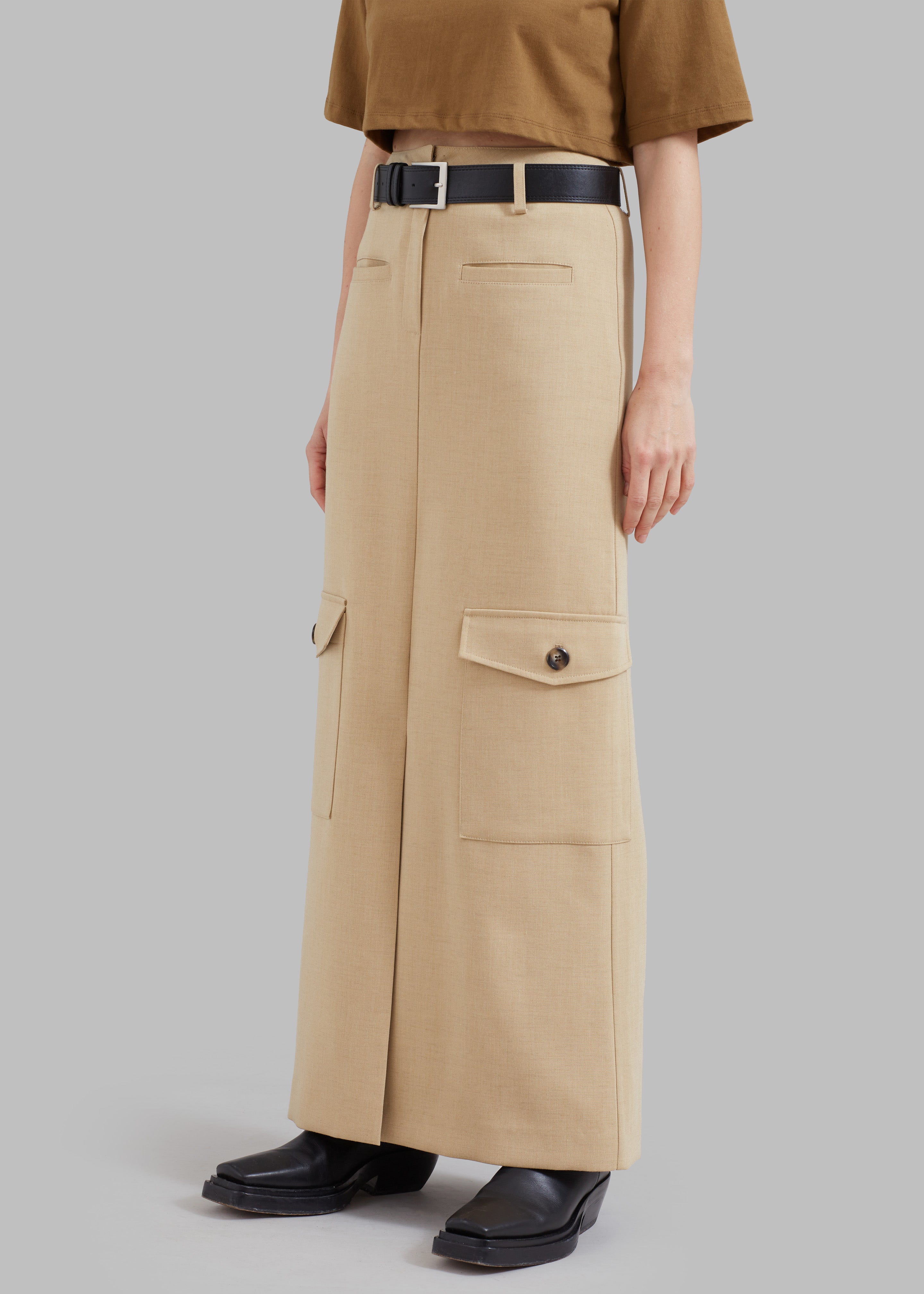 Eden Long Cargo Skirt - Beige - 2