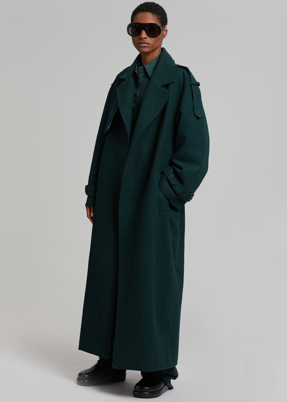 Suzanne Wool Trench Coat - Bottle Green - 5