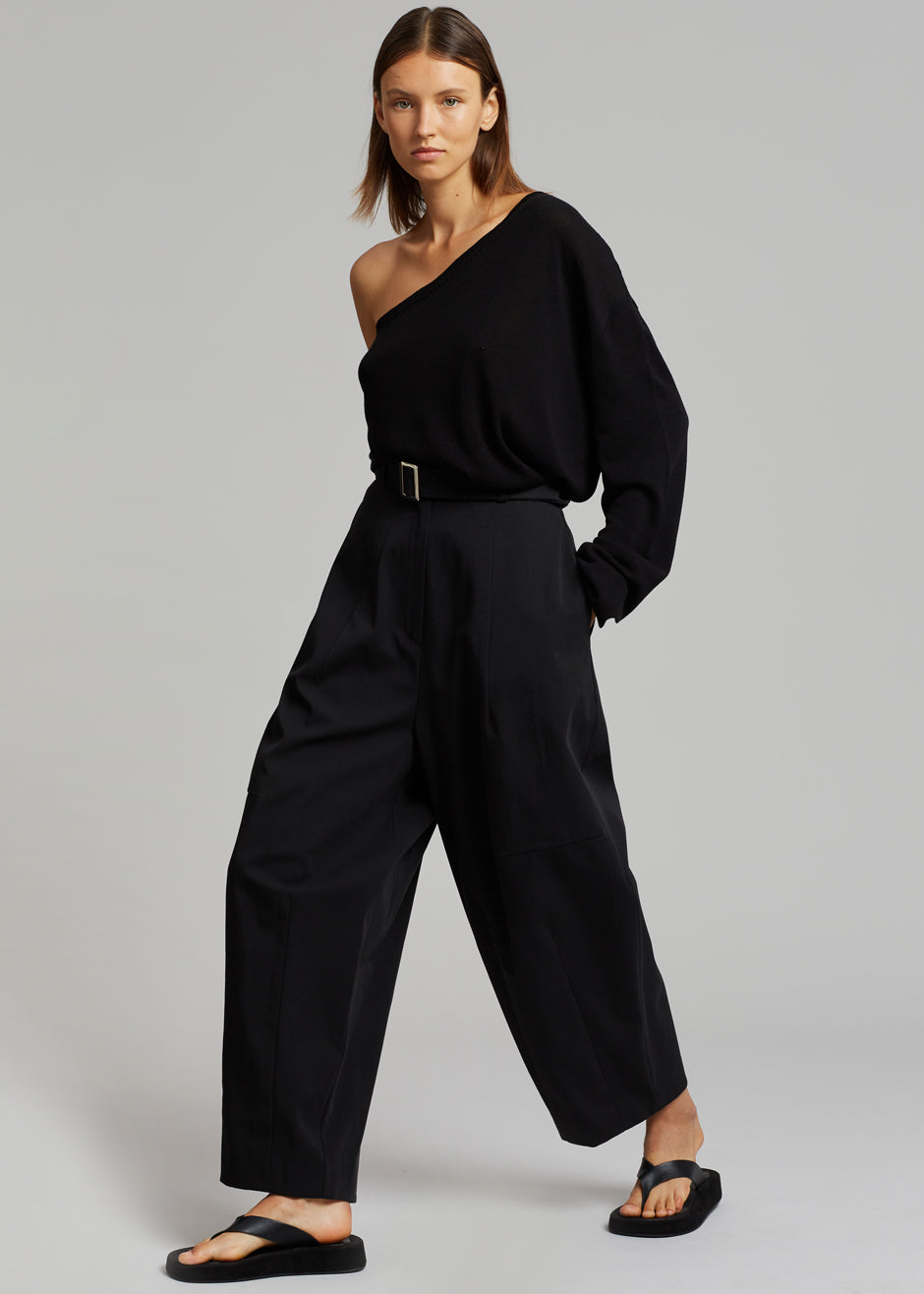 Bianca One Shoulder Loose Knit Top - Black – The Frankie Shop