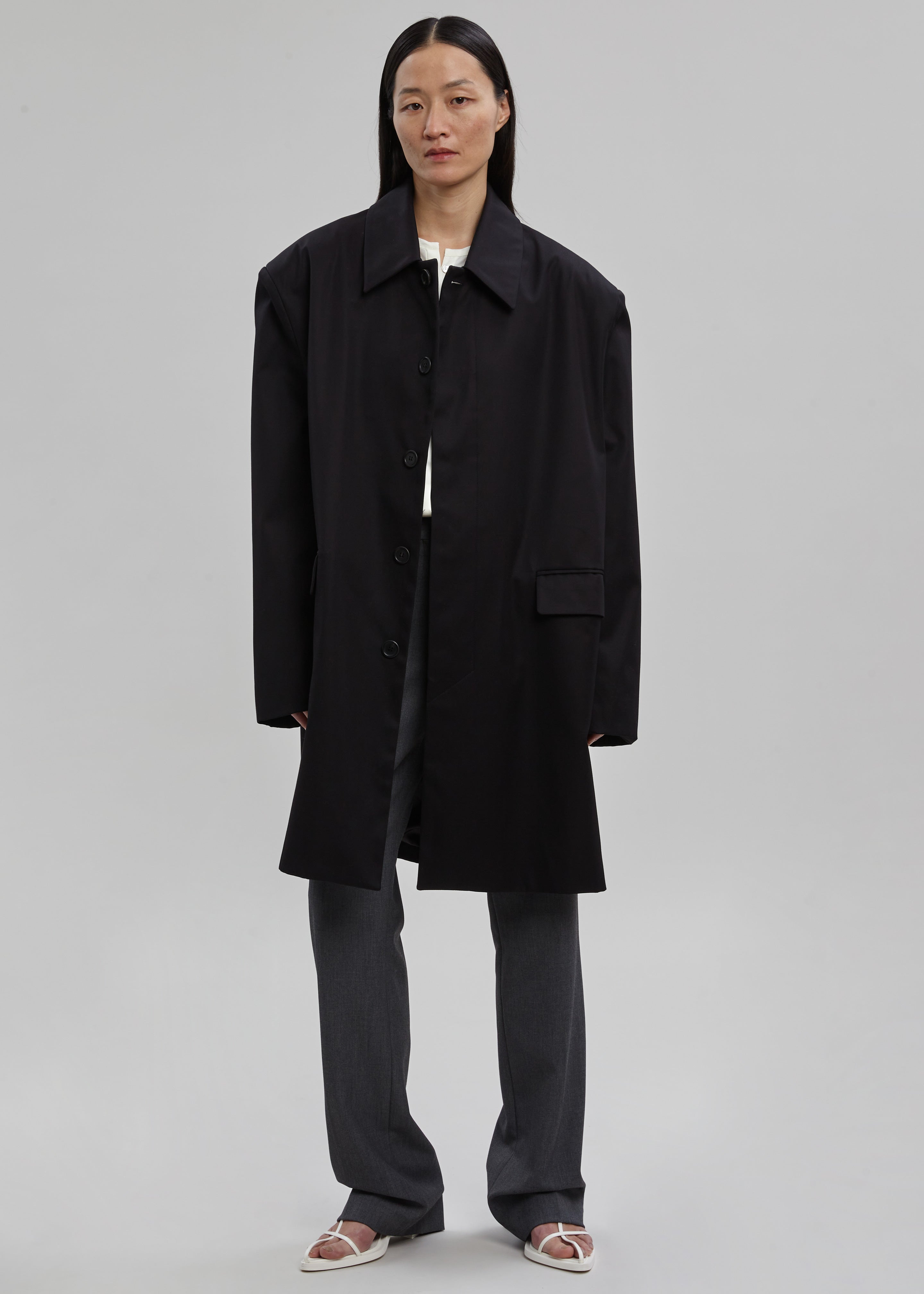 Ghent Padded Shoulder Trench - Black – The Frankie Shop